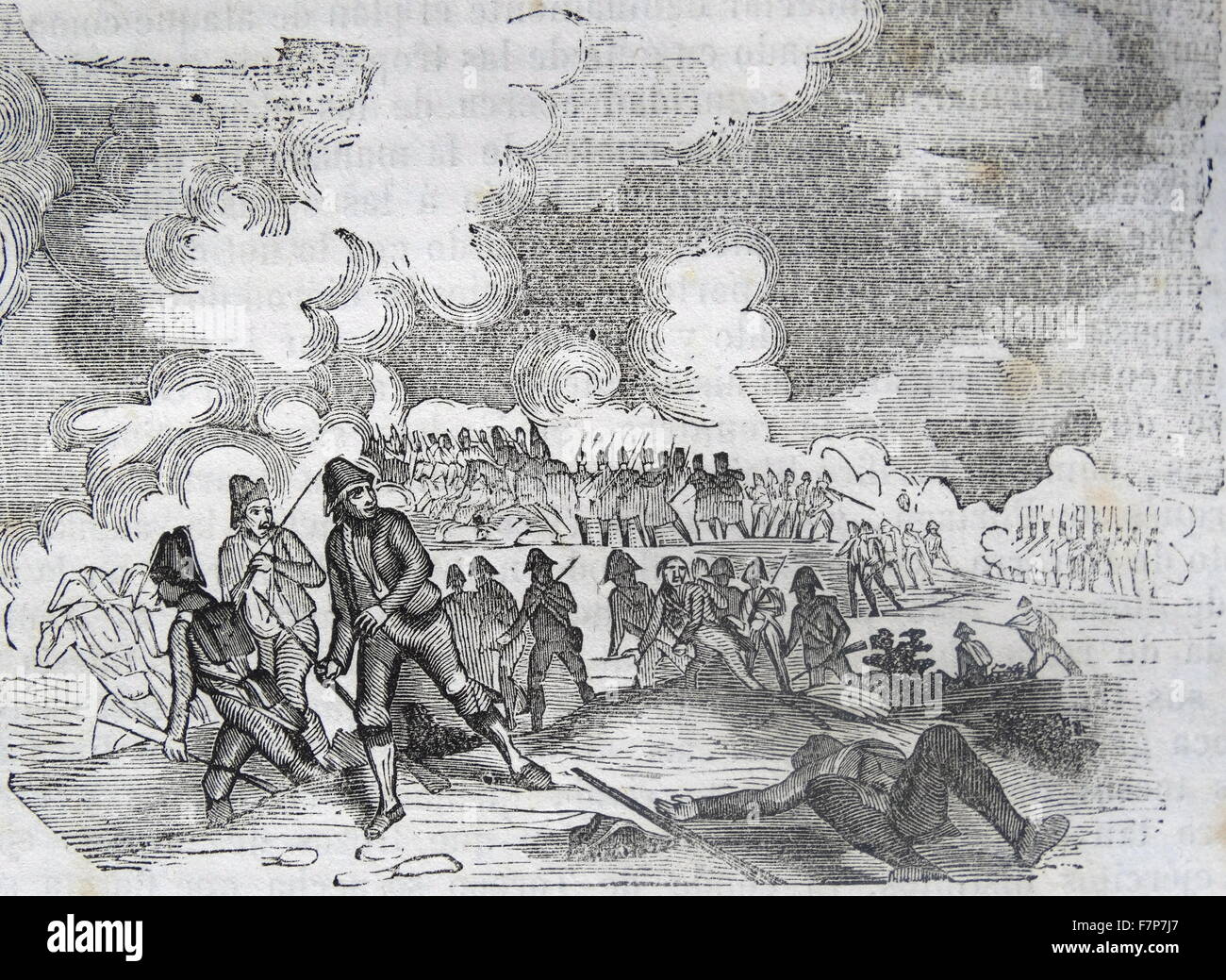 Darstellung der Schlacht von Medina de Rioseco Darstellung. Kämpfte während des Unabhängigkeitskrieges am 14. Juli 1808 eine kombinierte Einrichtung der spanischen Miliz und Stammgäste zog, die französische Linie der Kommunikation nach Madrid zu Bruch. Vom Jahre 1808 Stockfoto