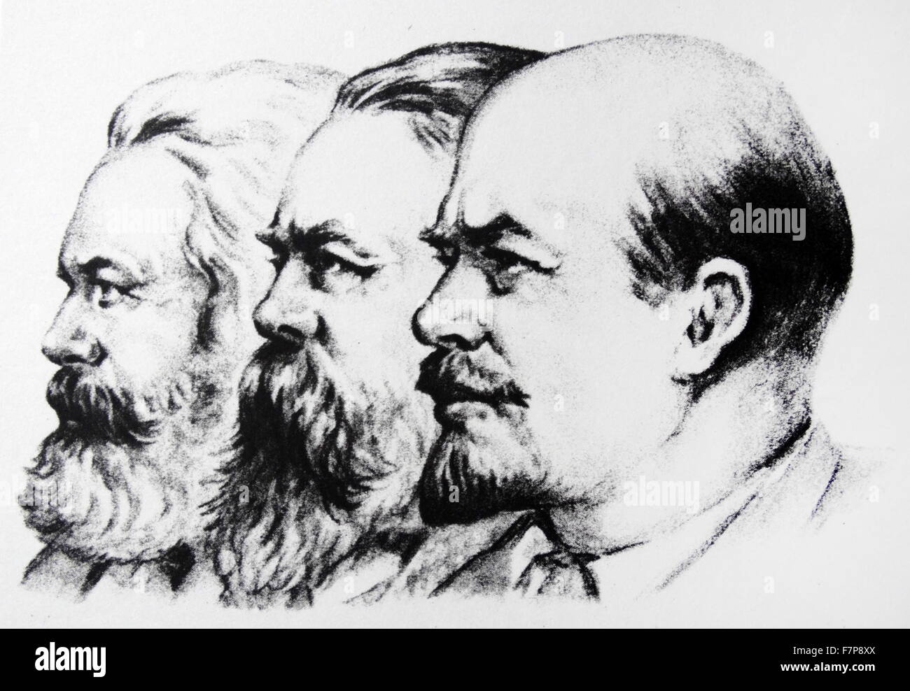 Links nach rechts Karl Marx Friedrich Engels Vladimir Lenin Stockfoto