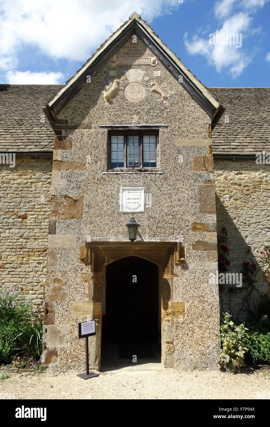 Eingang, im Sulgrave Manor, England, ancestral Haus von George Washington. 2015 Stockfoto