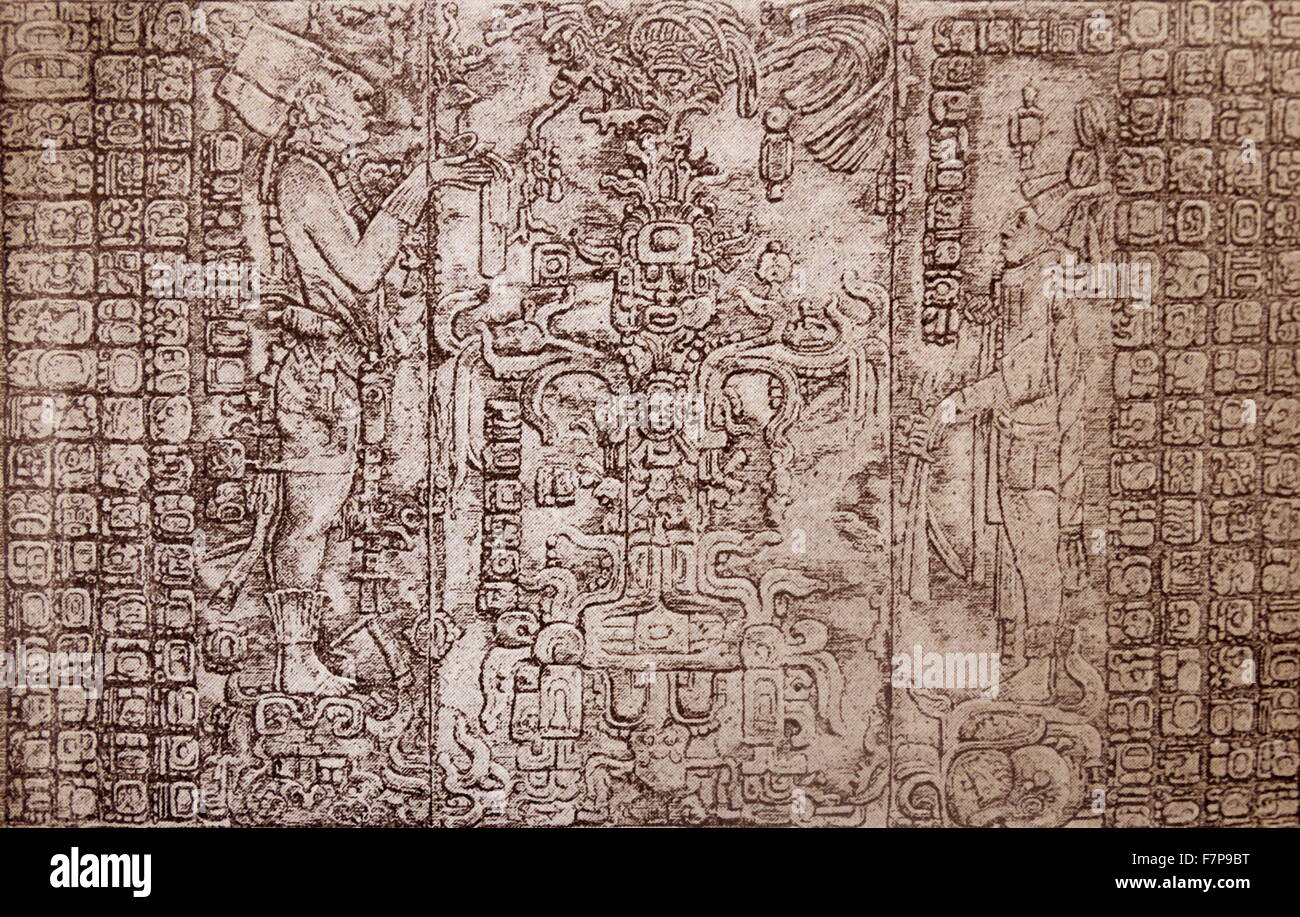 Maya-Relief aus einem Tempel in Mexiko ca. 900 n. Chr. Stockfoto
