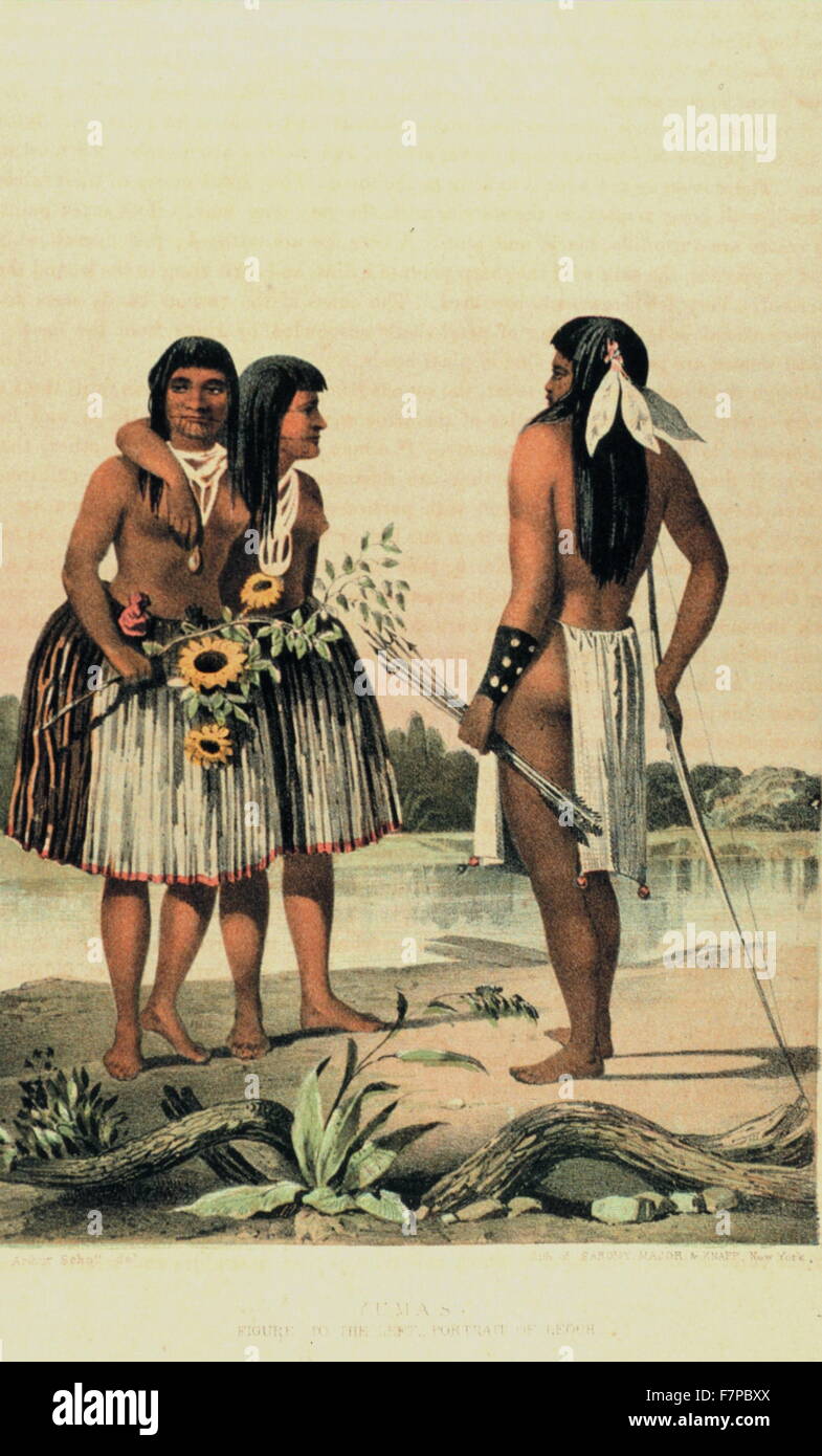 Yumas Stammesangehörige. In: "USA und mexikanischen Begrenzungsvermessung. Bericht des William H. Emory 1857 Stockfoto