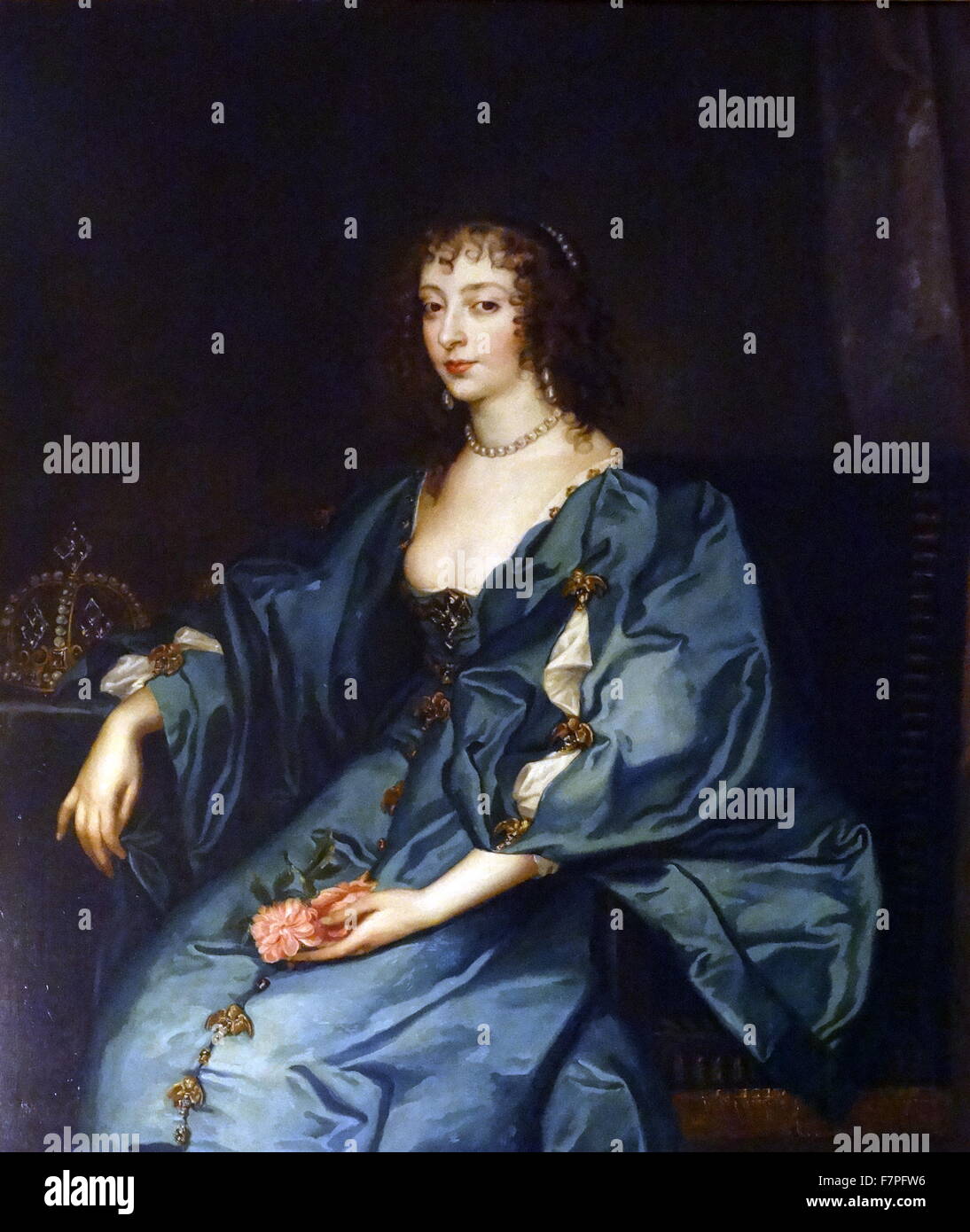 Porträt der Königin Henrietta Maria von Frankreich (1609 – 1669) Queen consort von England, Schottland und Irland als die Frau von König Charles ich. Von Anthony van Dyck (1599-1641) flämischen Barock-Künstler. Vom 17. Jahrhundert Stockfoto