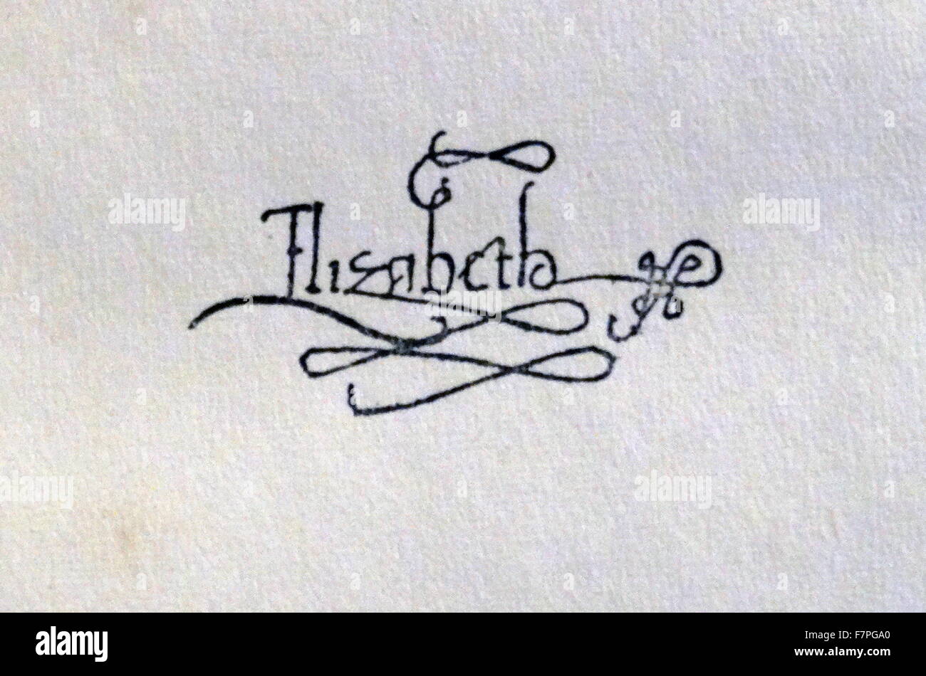 Unterschrift von Königin Elisabeth i. von England. Seit 1558-1603 Stockfoto