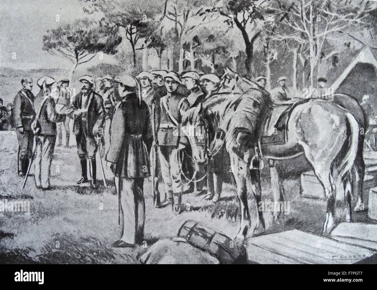 Gravur, die Darstellung des ersten Carlist Aufstands der Carlist Kriege (1833-1839) ein Bürgerkrieg in Spanien Stockfoto
