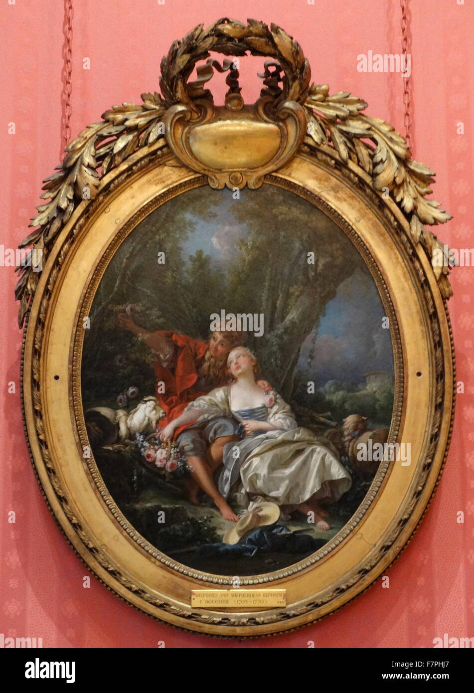 Gemälde mit dem Titel "Hirte und Shepherdress Knäblein" François Boucher (1703-1770) französischen Malers im Rokoko-Stil. Vom 18. Jahrhundert Stockfoto
