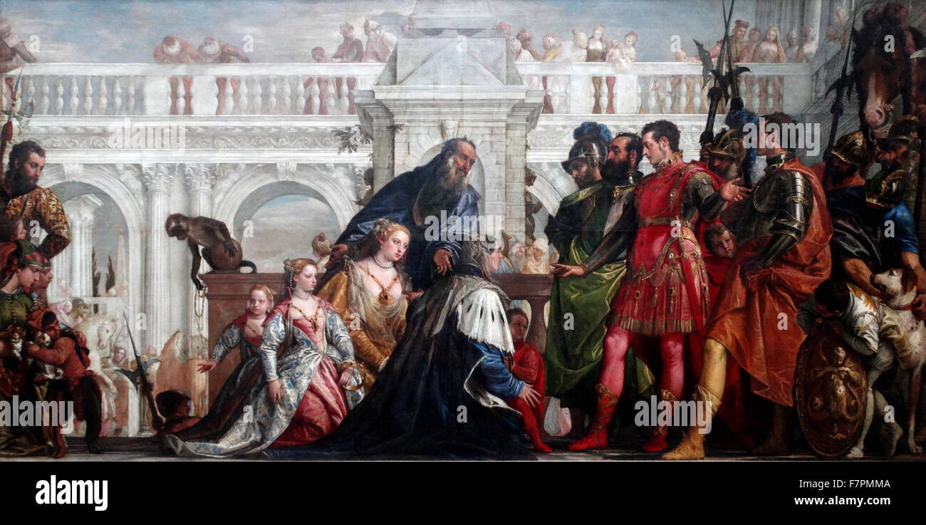 Gemälde mit dem Titel "Die Familie von Darius vor Alexander" von Paolo Veronese (1528-1588) eines italienischen Renaissance-Maler. Datiert aus dem 16. Jahrhundert Stockfoto