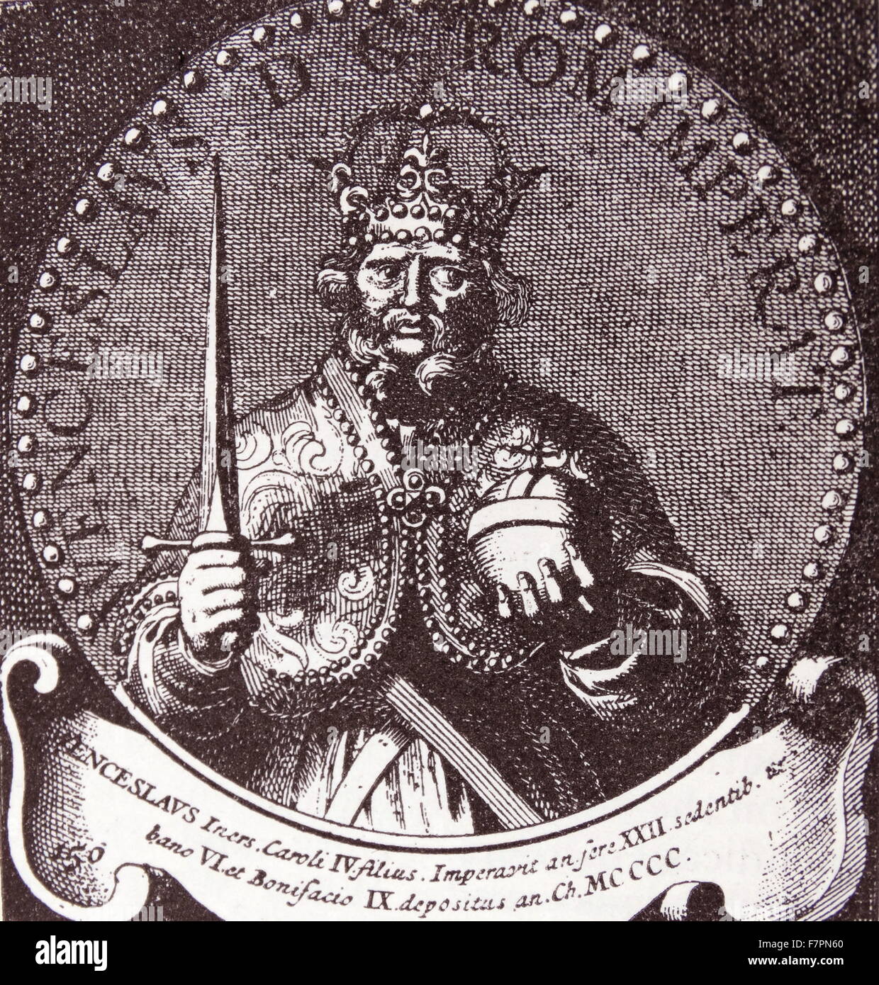Wenzel IV., König von Böhmen. Der älteste Sohn von Charles IV, er folgte seinem Vater im Jahre 1378 und wurde ebenfalls zum deutschen Kaiser gewählt. Stockfoto