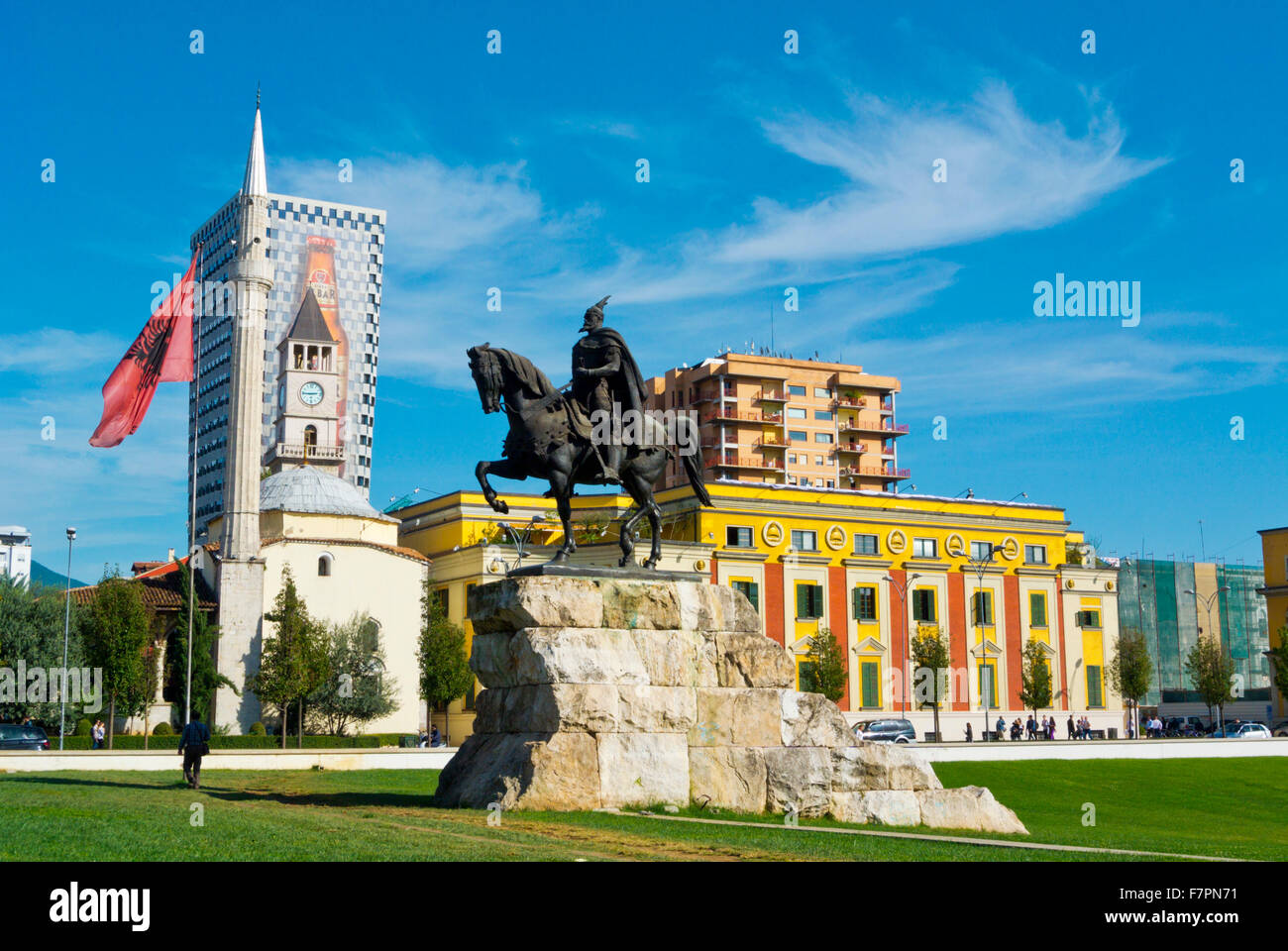 Sheshi Skenderbej, Skanderbeg-Platz, Hauptplatz, Tirana, Albanien Stockfoto