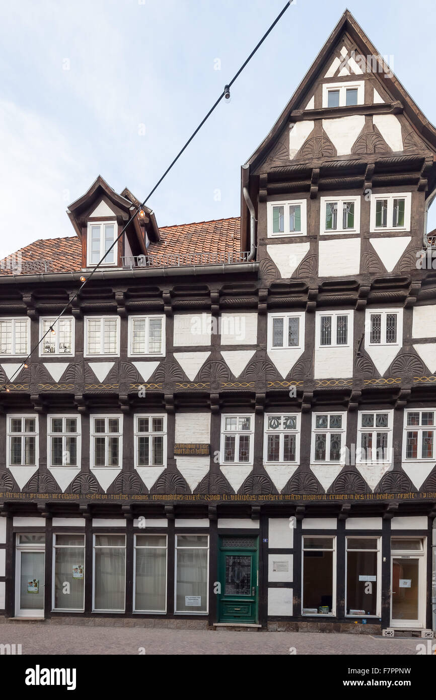 Traditionelle halbe Holzhaus in Quedlinburg, Deutschland. Stockfoto