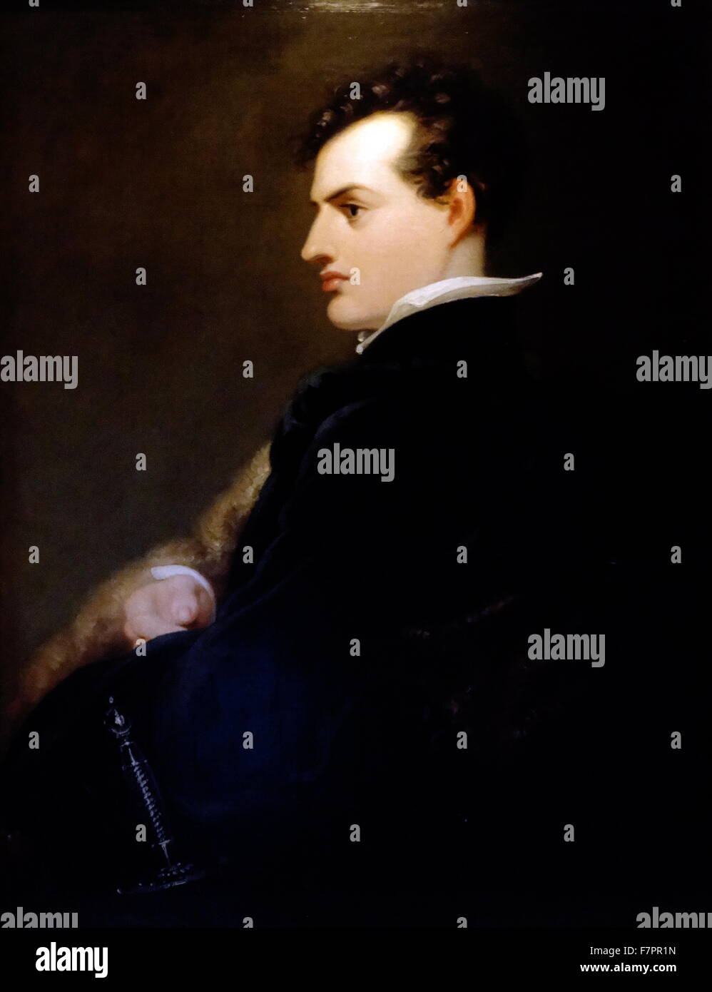 Porträt von Lord Byron von R Westall 1813. George Gordon Byron (später Noel), 6. Baron Byron, FRS (22. Januar 1788 – 19. April 1824), allgemein bekannt als Lord Byron, war ein englischer Dichter und eine führende Persönlichkeit in der romantischen Bewegung Stockfoto