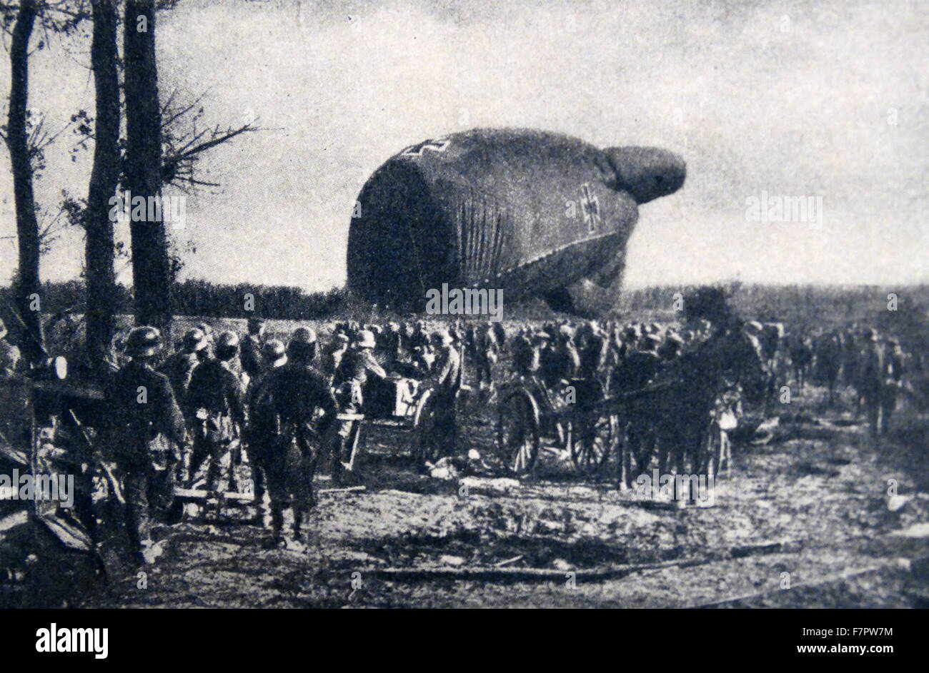 Deutsche Beobachtung Ballon ist in der Nähe der Front, während Weltkrieges einer 1914 genommen. Stockfoto