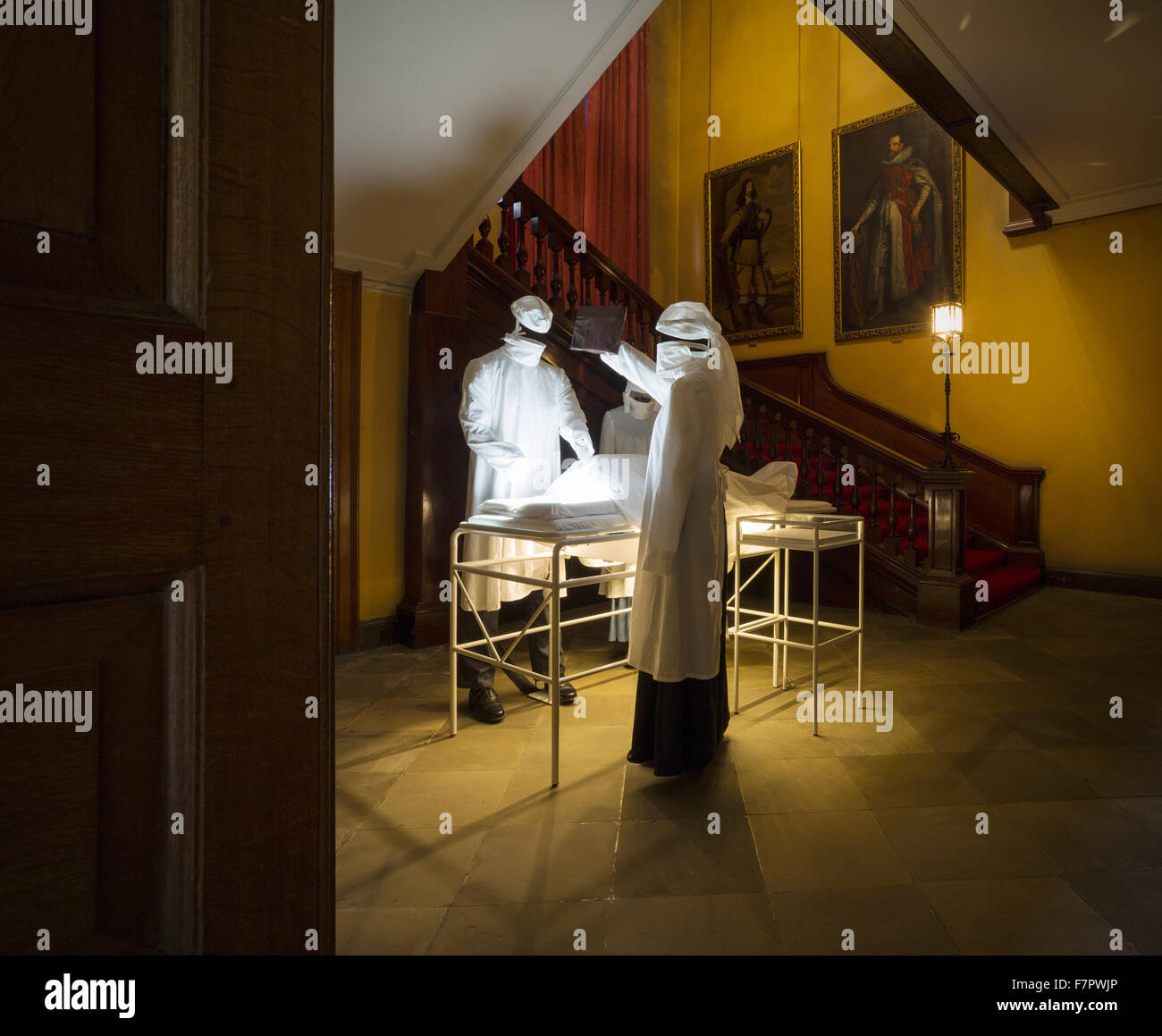 Erholung von der Stamford-Lazarett "OP-Saal", am unteren Ende der großen Treppe am Dunham Massey, Cheshire. Während des ersten Weltkrieges wurde Dunham Massey in ein Lazarett umgewandelt zu einem Heiligtum aus der Praxis für Stockfoto