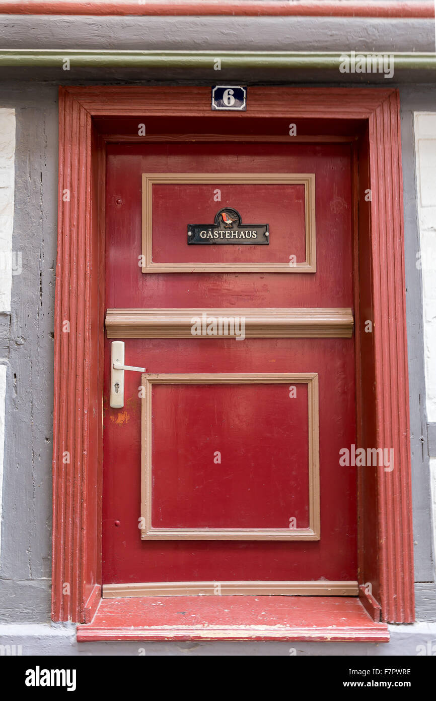 Alte Fachwerkhäuser in Quedlinburg, Deutschland Stockfoto