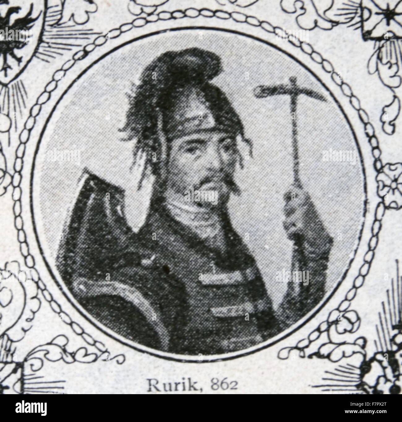Rurik oder waehrend (c. 830 – c. 879) Varangian Häuptling, 862, Kontrolle der Ladoga erlangte, die Holmgard Siedlung in der Nähe von Nowgorod, und gründete die Rurik Dynastie, die Kievan Rus (und spätere Großfürstentum Moskau und Tsardom von Rußland) regierte bis ins 17. Jahrhundert Stockfoto