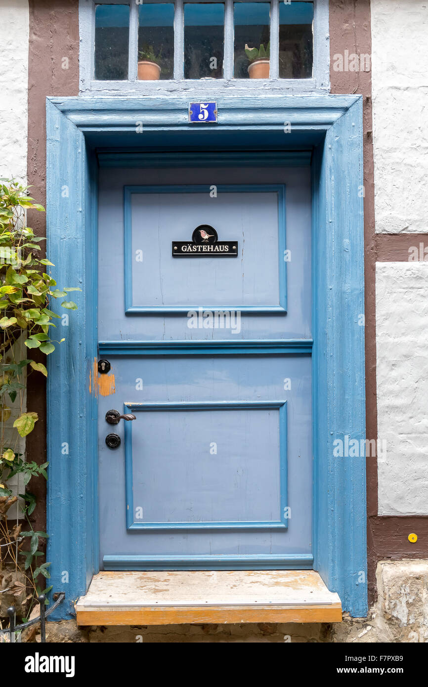 Alte Fachwerkhäuser in Quedlinburg, Deutschland Stockfoto