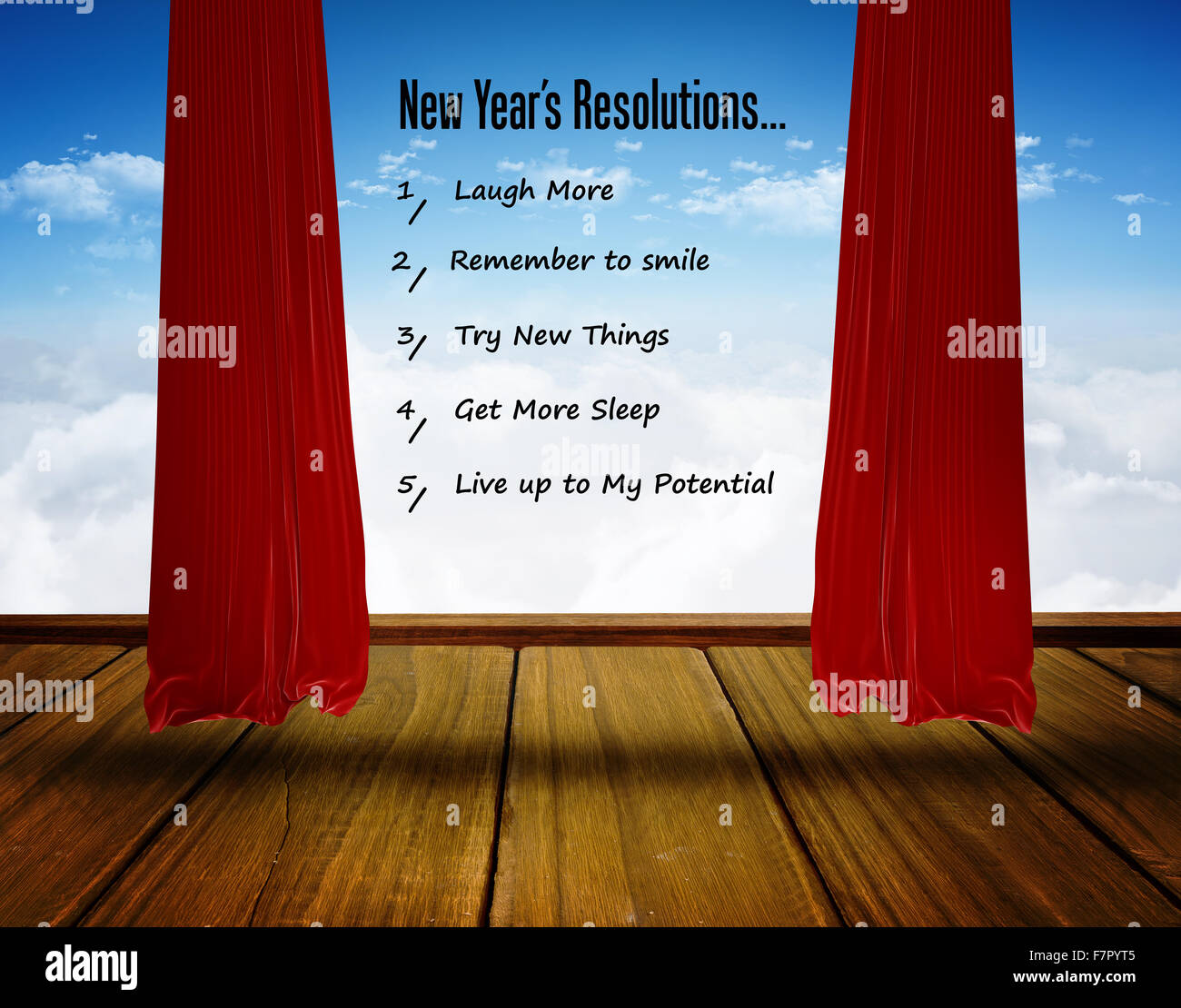 Zusammengesetztes Bild der new Years Resolutionen Stockfoto