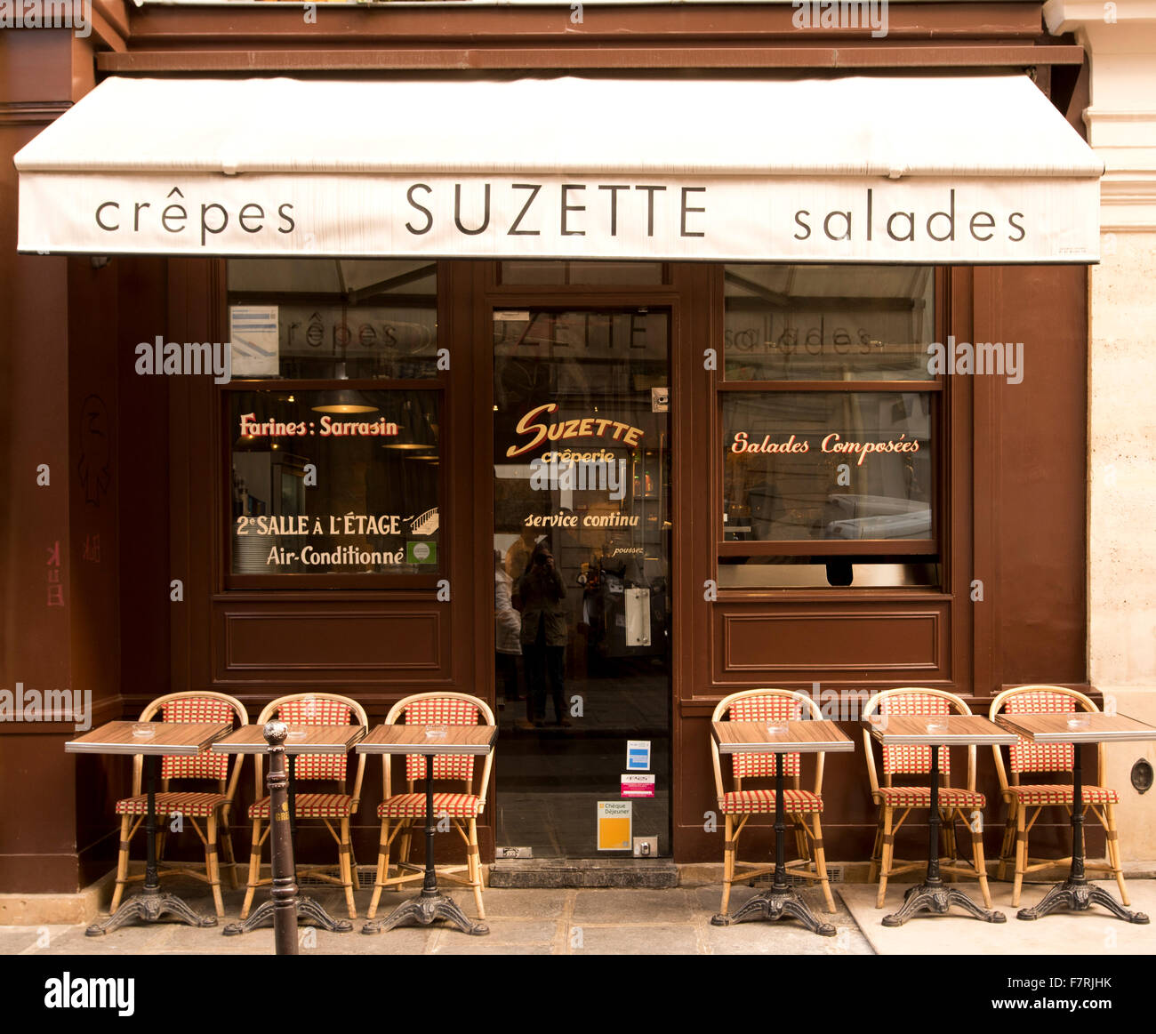 Eine Crêperie im MaraisViertel von Paris, Frankreich Stockfotografie