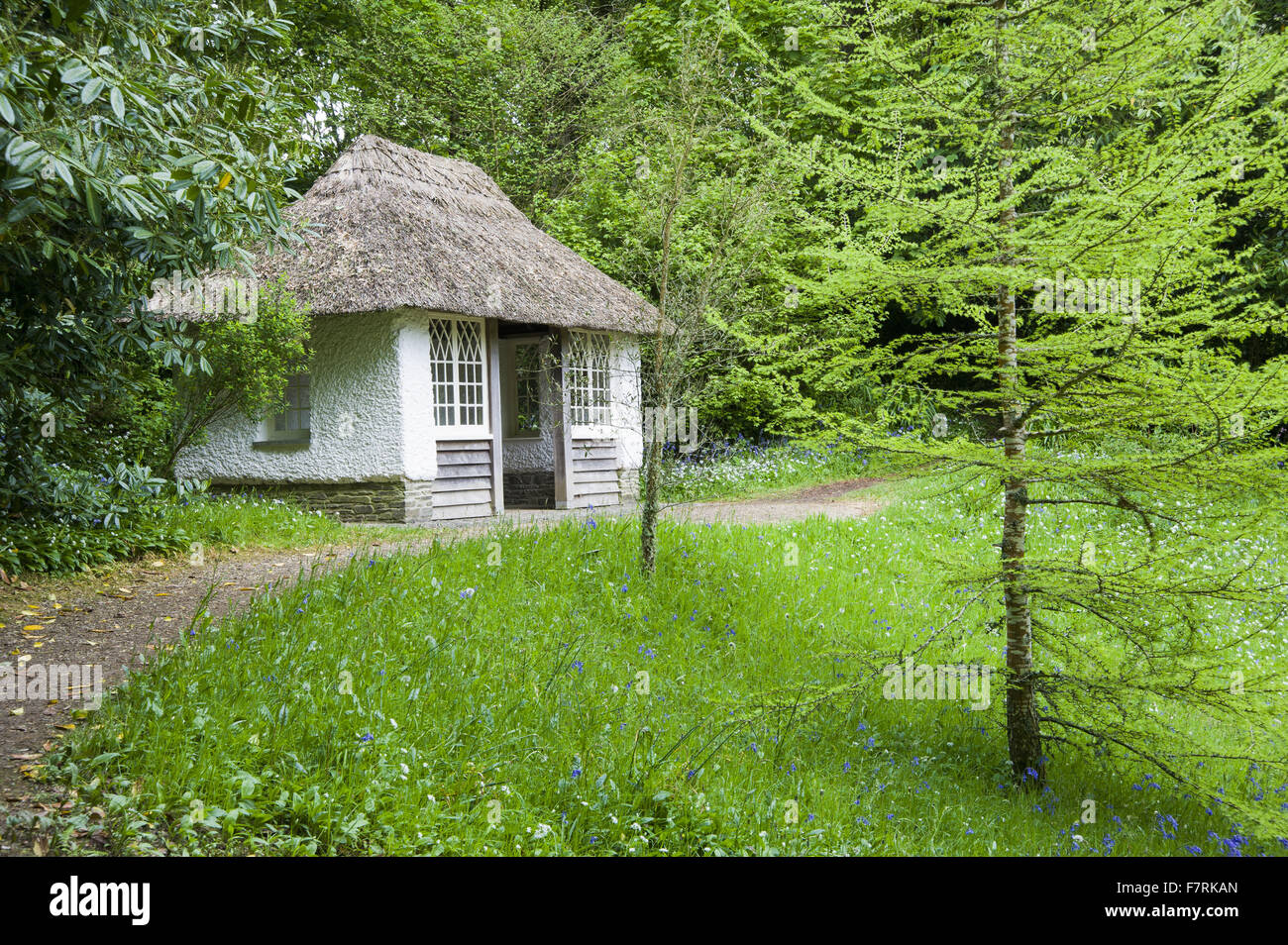 Der Schulraum im Glendurgan Garden, Cornwall. Glendurgan wurde von seinen Schöpfern, die Quäker Alfred und Sarah Fox, als eine "kleine Frieden [sic] der Himmel auf Erden" bezeichnet. Stockfoto