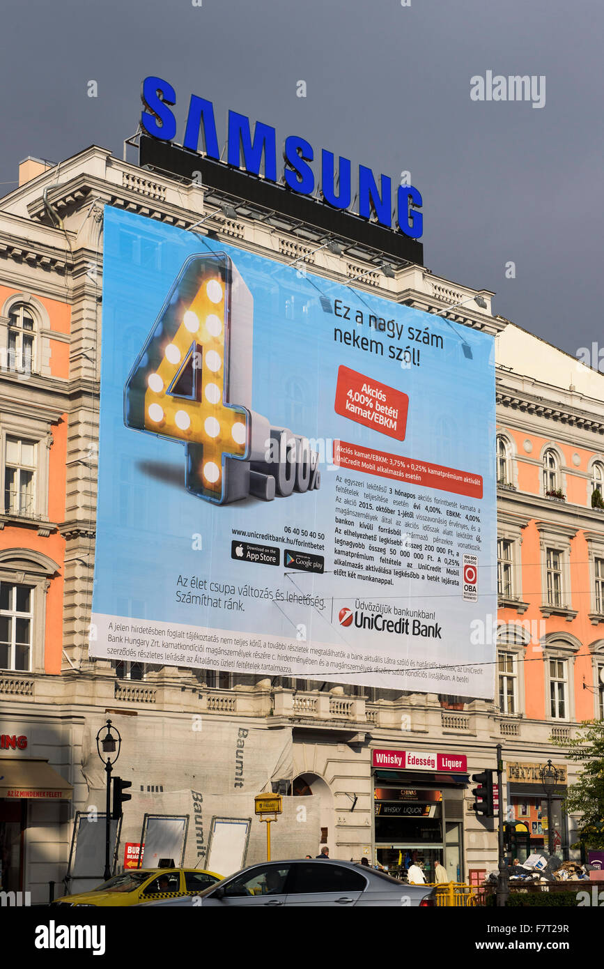 Kreuzung Oktogon am Welterbe Andrássy Út, Budapest, Ungarn, Stockfoto