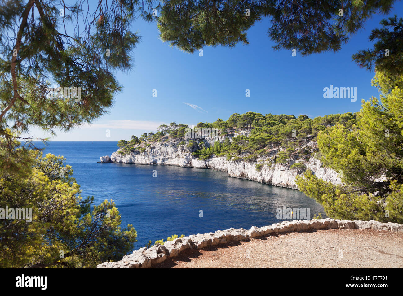 Les Calanques Bucht, Calanques Nationalpark oder Parc National des Calanques, Cassis, Provence, Provence-Alpes-Cote d ' Azur Stockfoto