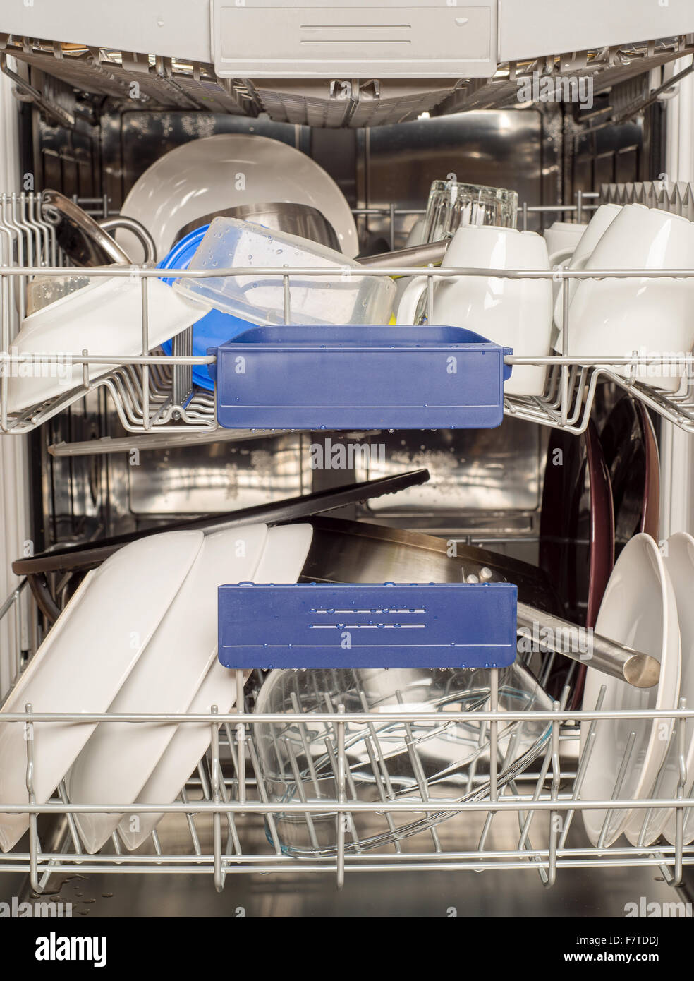 Geschirr in Spülmaschine Stockfoto