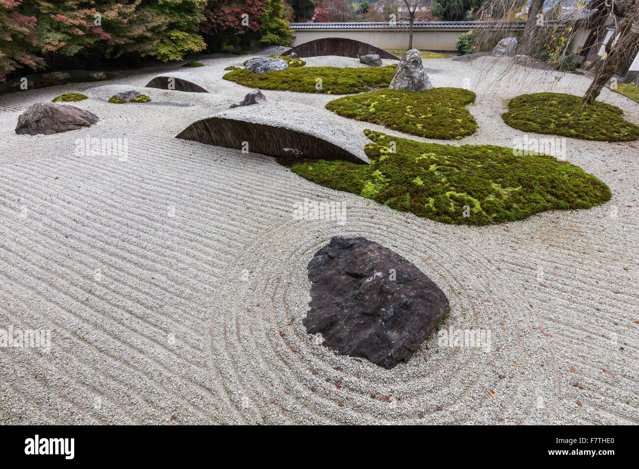 Jisso-in - die Stein Garten Jisso-in hat eine Reihe von modernen Features, die es einzigartig unter Zen-Gärten Stockfoto