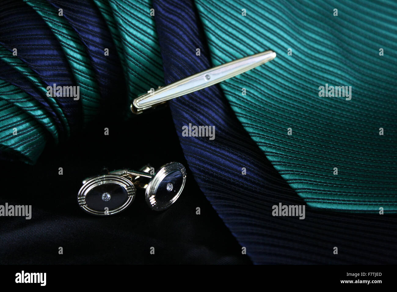 Satz von Krawatte und Manschettenknöpfe Stockfoto