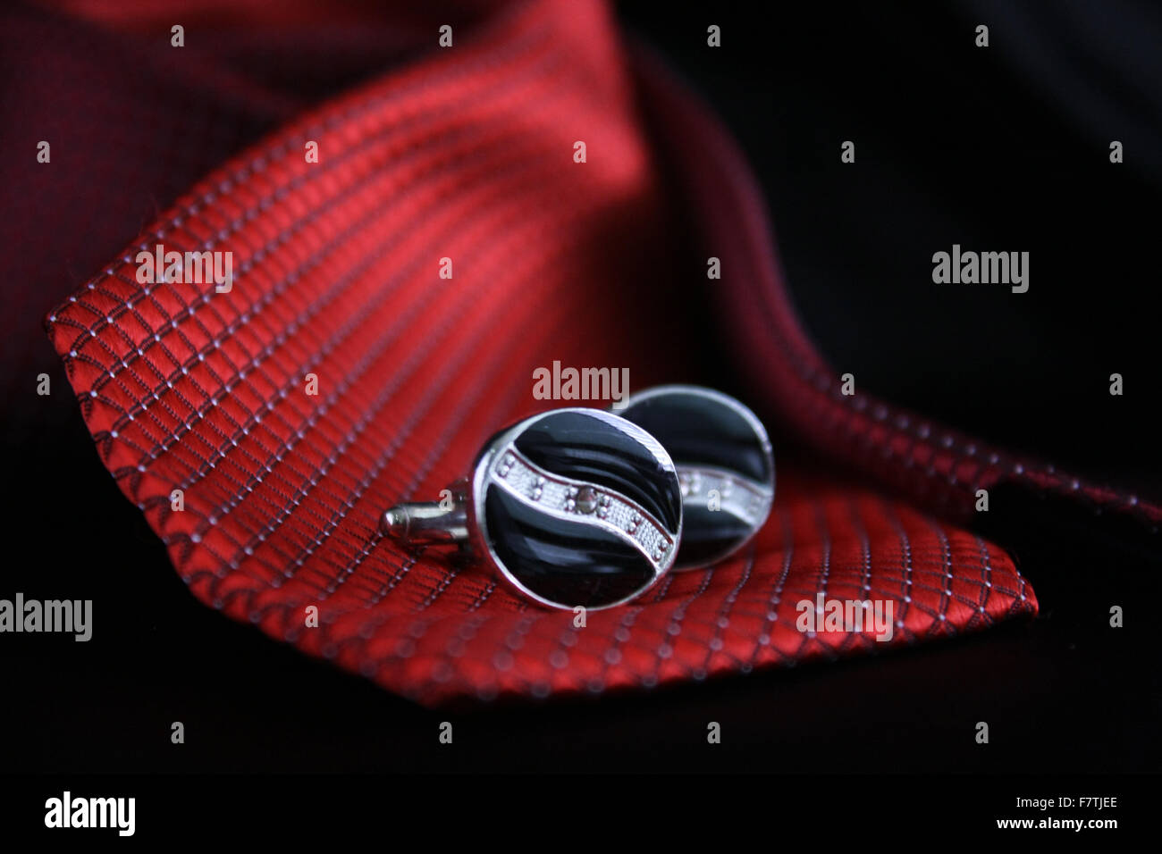 Satz von Krawatte und Manschettenknöpfe Stockfoto