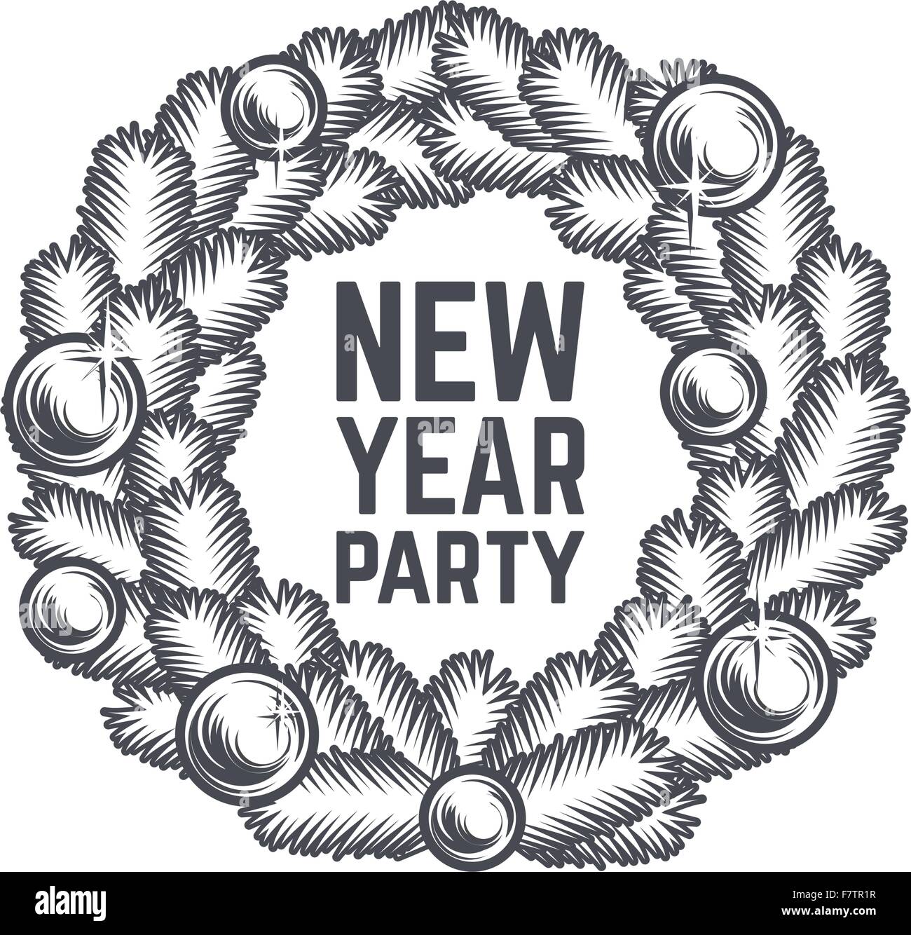 Frohe Weihnachten Kranz-Vektor-Design. Ansichtskarte glückliches neues Jahr. X-mas-Banner für Party, Verkauf, print. Dezember-Poster oder Abzeichen Stock Vektor Frohe Weihnachten Kranz-Vektor-Design. Ansichtskarte glückliches neues Jahr. X-mas-Banner für Party, Verkauf, print. Dezember-Poster oder Abzeichen Stock Vektor