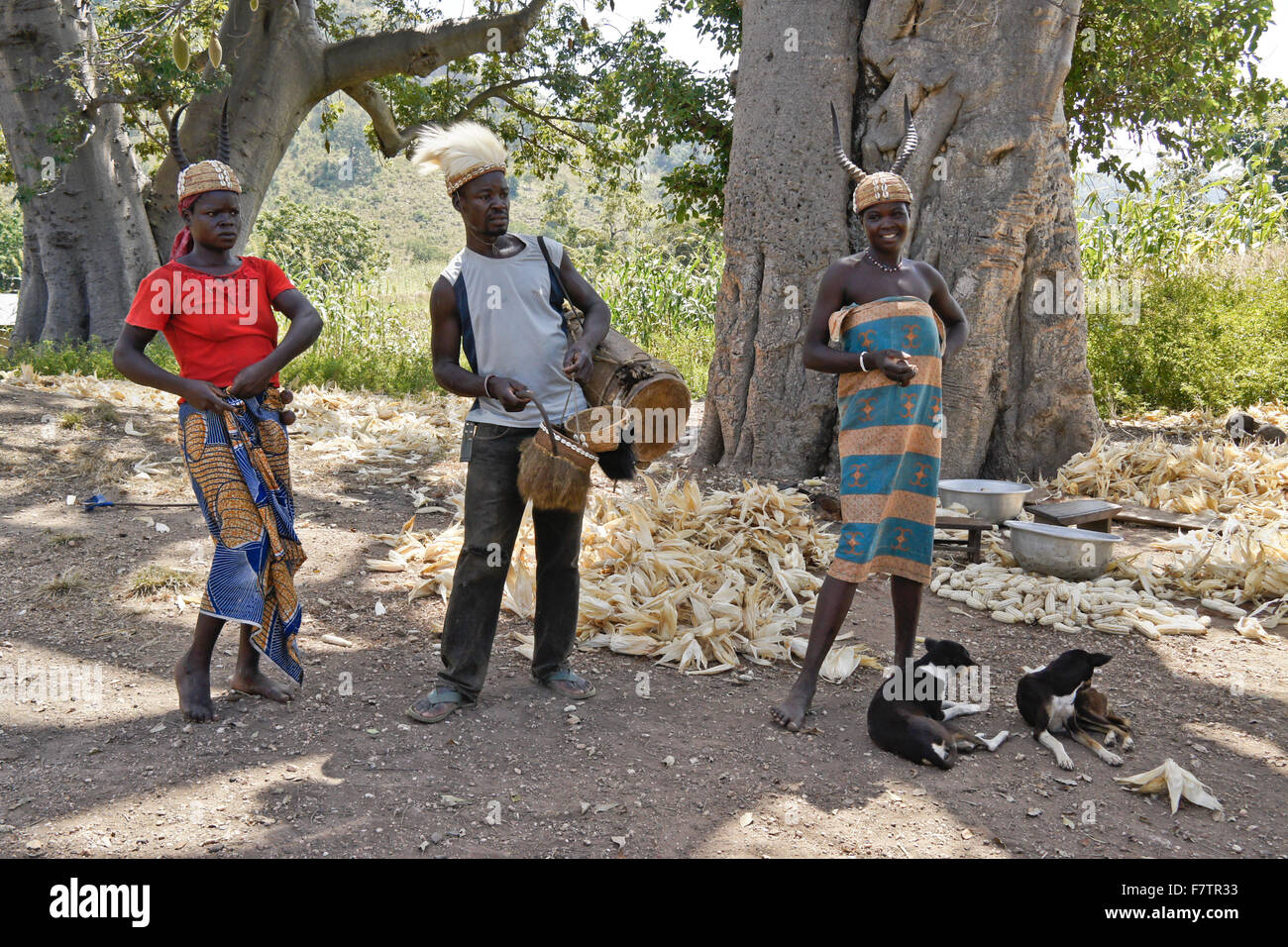 Menschen scheuen, Koutammakou, "Land der Batammariba," Togo Stockfoto