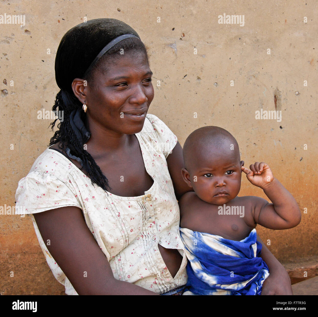 Kabye Stammes Mutter und Kind, Togo Stockfoto
