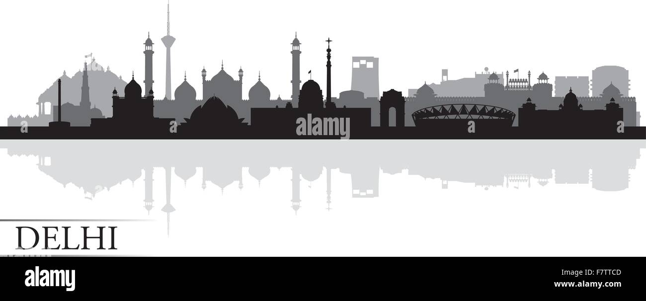 Delhi Stadt Skyline Silhouette Hintergrund Stock Vektor