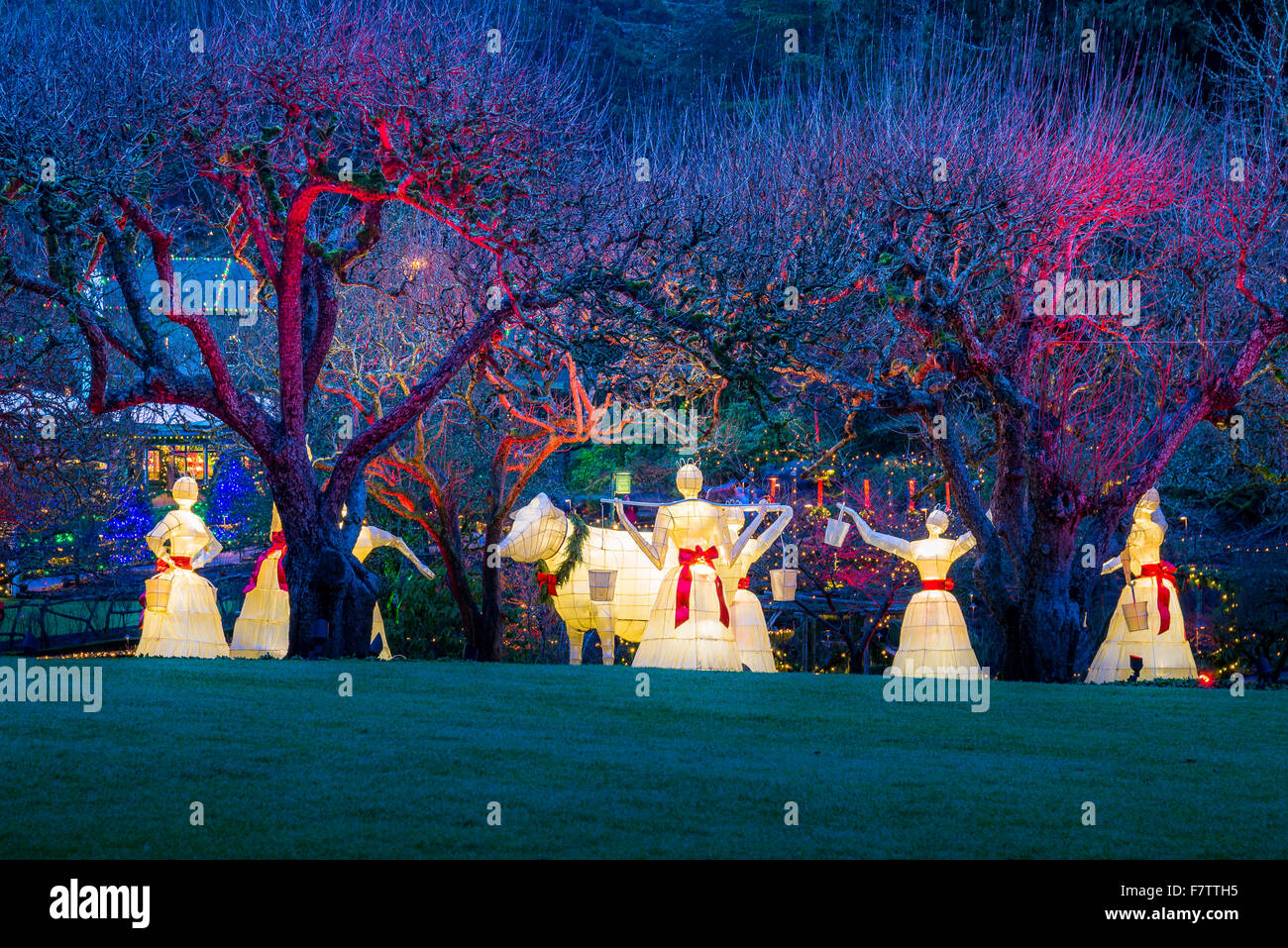 12 Tage Weihnachten angezeigt, Butchart Gardens, Brentwood Bay, Vancouver Island, British Columbia, Kanada Stockfoto