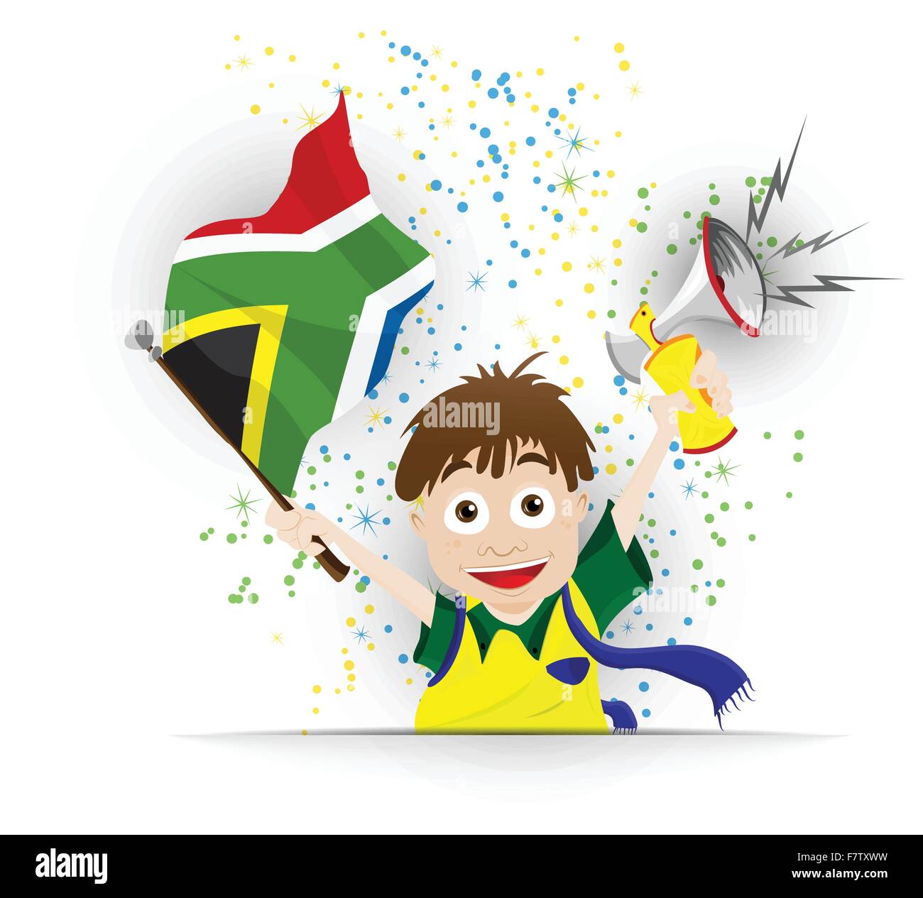 Südafrika Fußball Fan Flagge Cartoon Stock Vektor