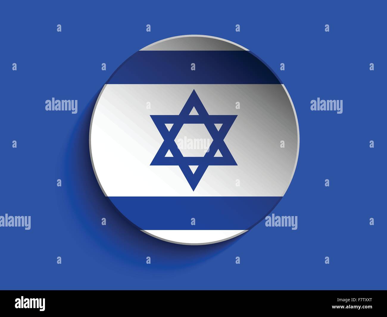 Schaltfläche "Israel Flagge Papier Kreis Schatten" Stock Vektor