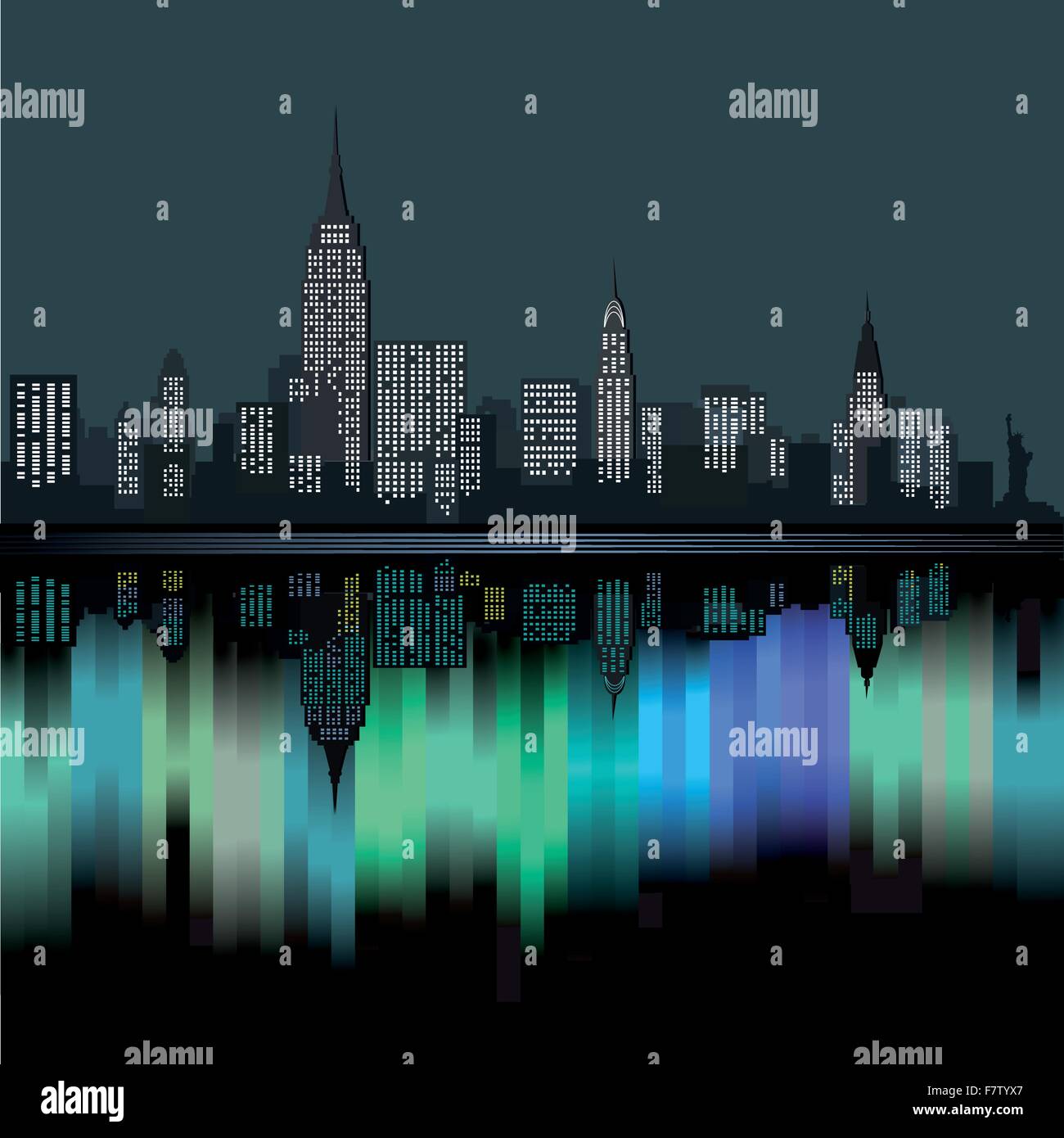 New York City bei Nacht Stock Vektor