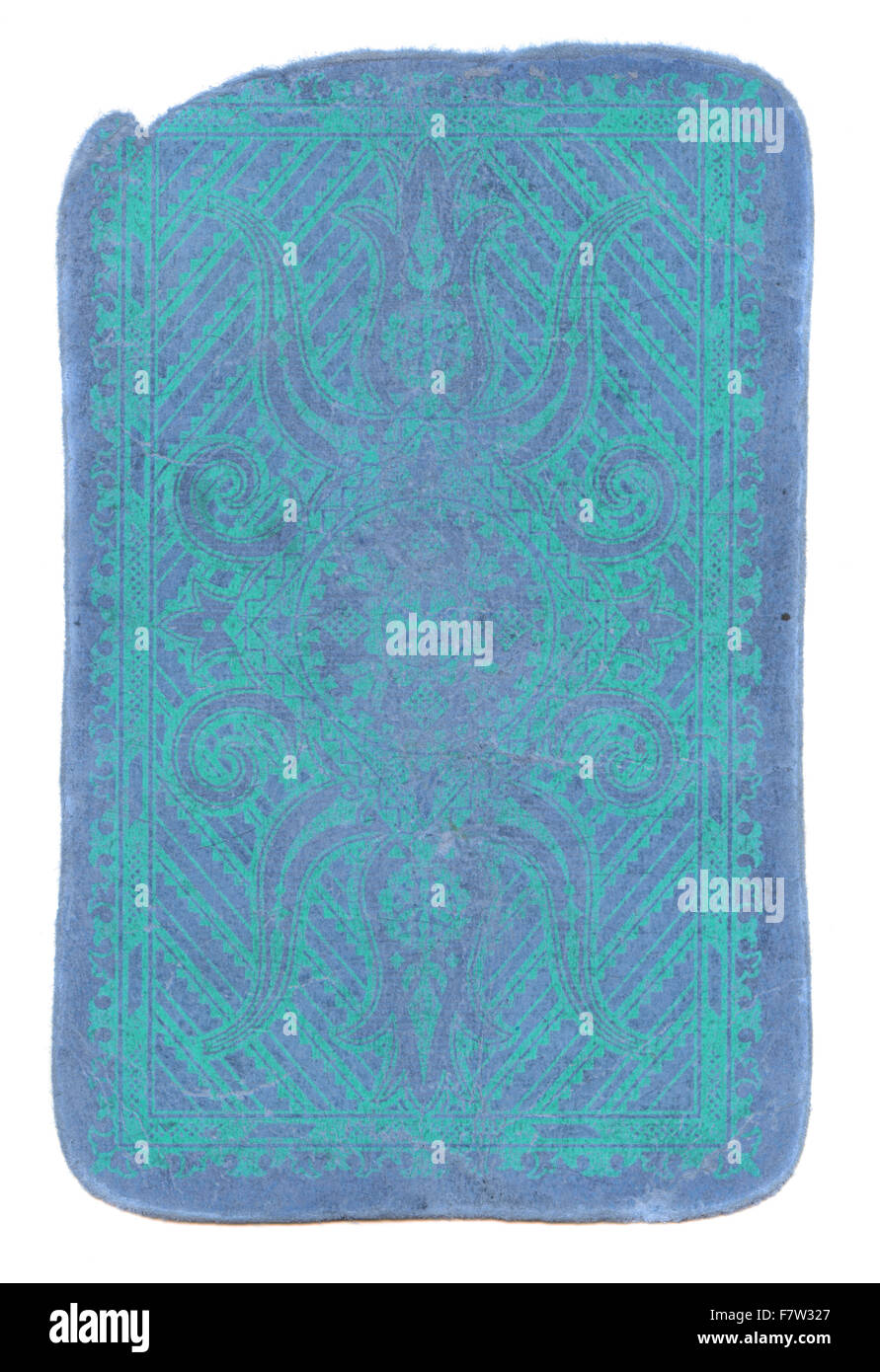 Isolierte Altpapier blaue Hintergrund der Spielkarte Abdeckung Stockfoto