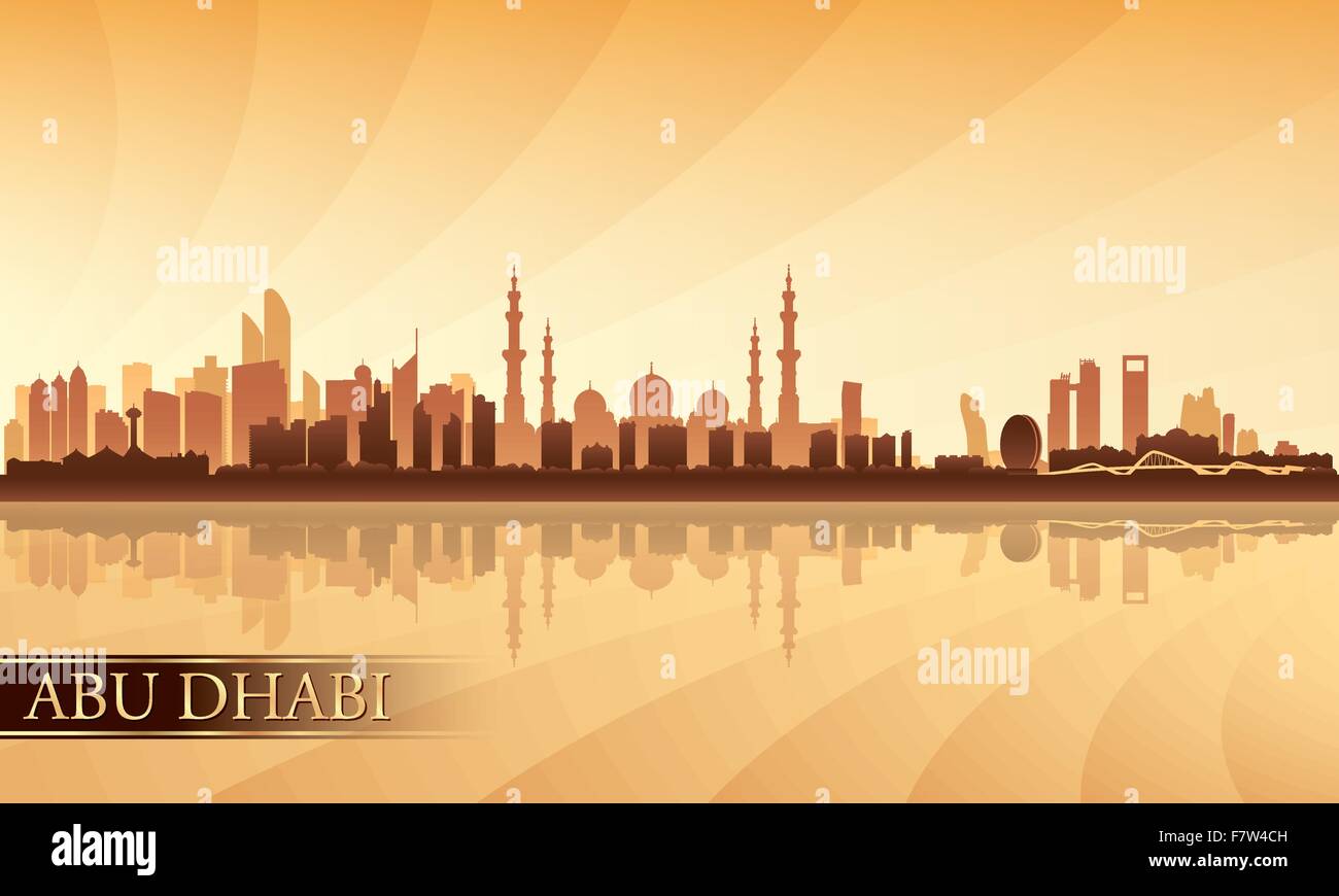 Abu Dhabi Stadt Skyline Silhouette Hintergrund Stock Vektor