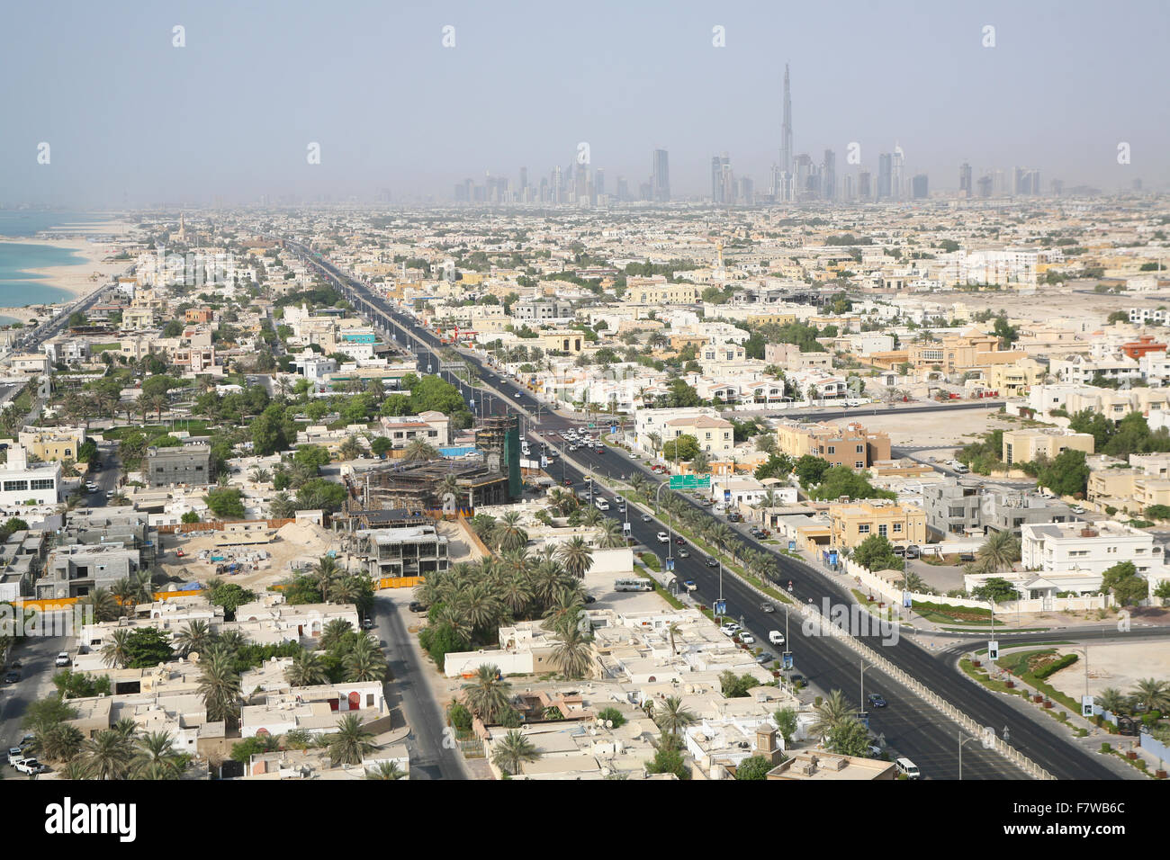 Blick auf die Stadt vom Jumeirah Beach Hotel Stockfoto