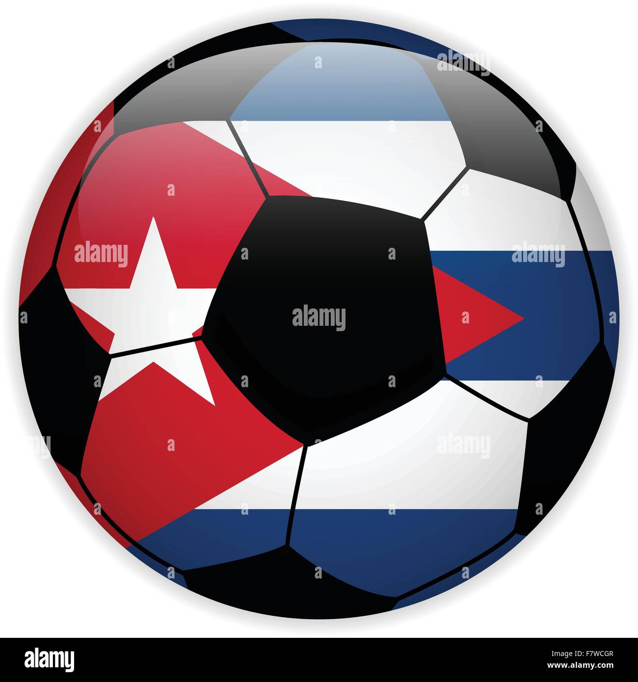 Kuba Flagge mit Soccer Ball Hintergrund Stock Vektor