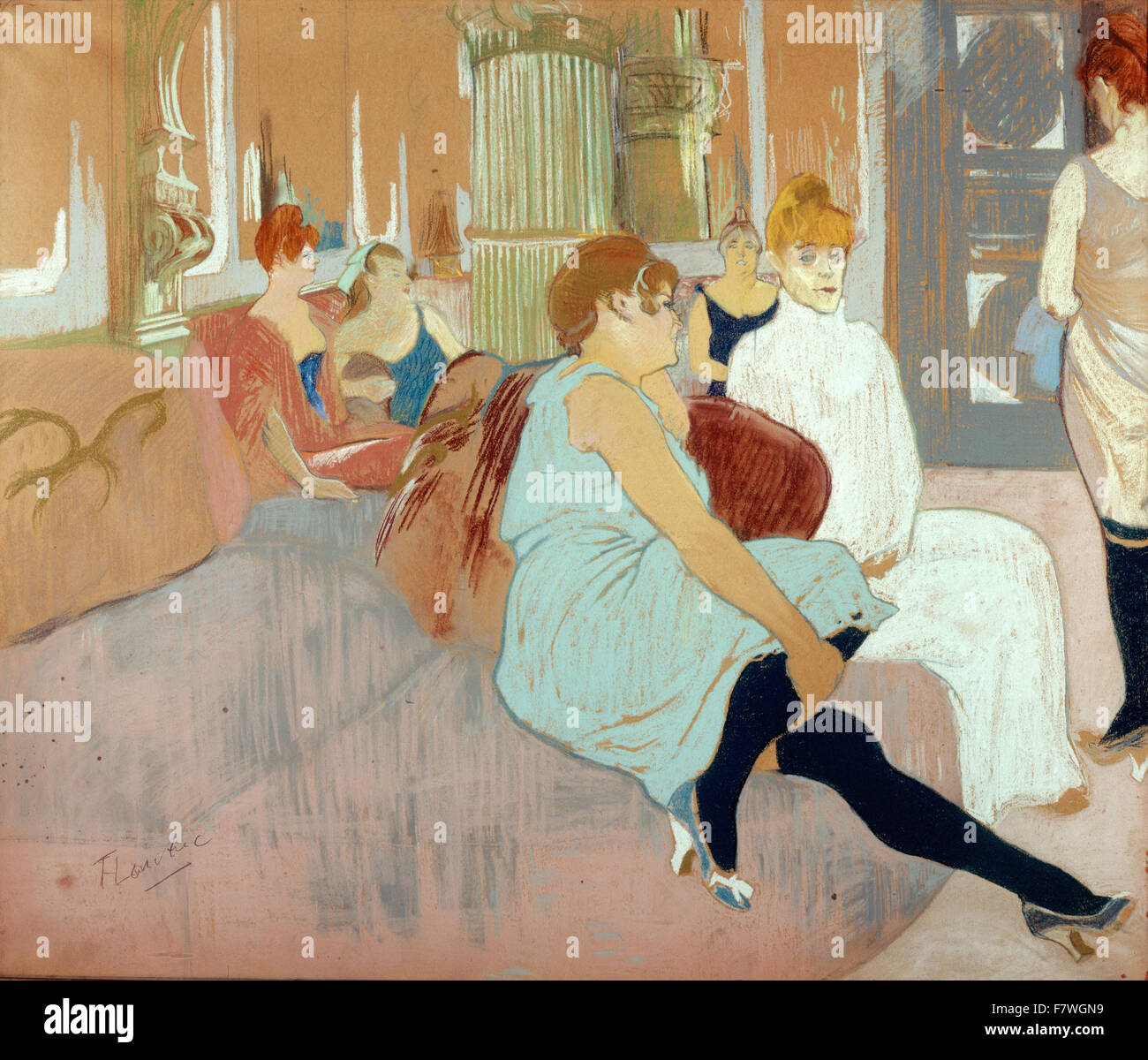 Henri de Toulouse-Lautrec-In der Stube auf Rue des Moulins Stockfoto