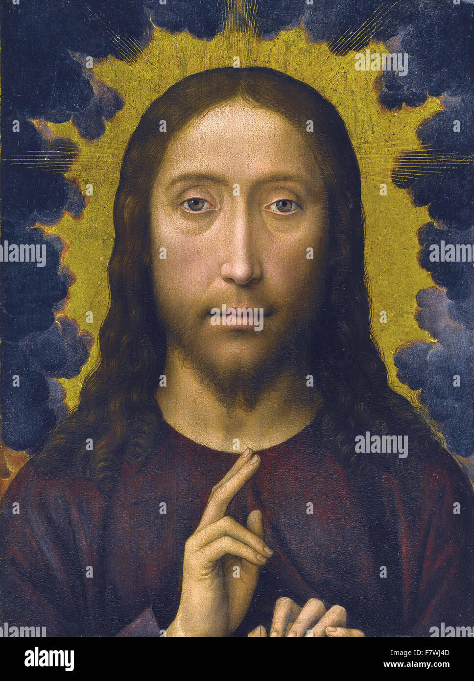 Hans Memling - Christus segnet Stockfoto