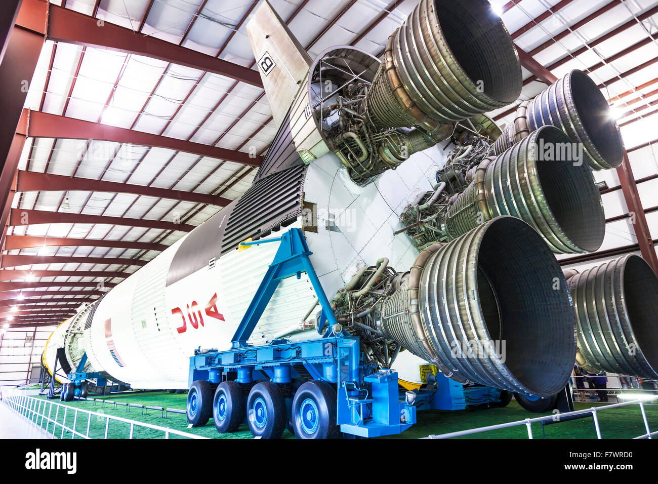 Saturn 5 Display an der Space Centre Huston, Texas. Stockfoto