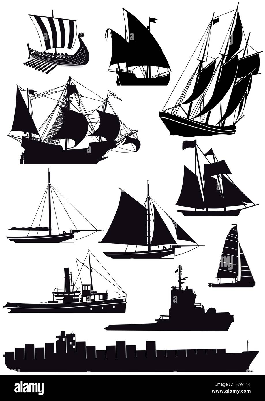 Schiffe und Segelschiffe Stock Vektor