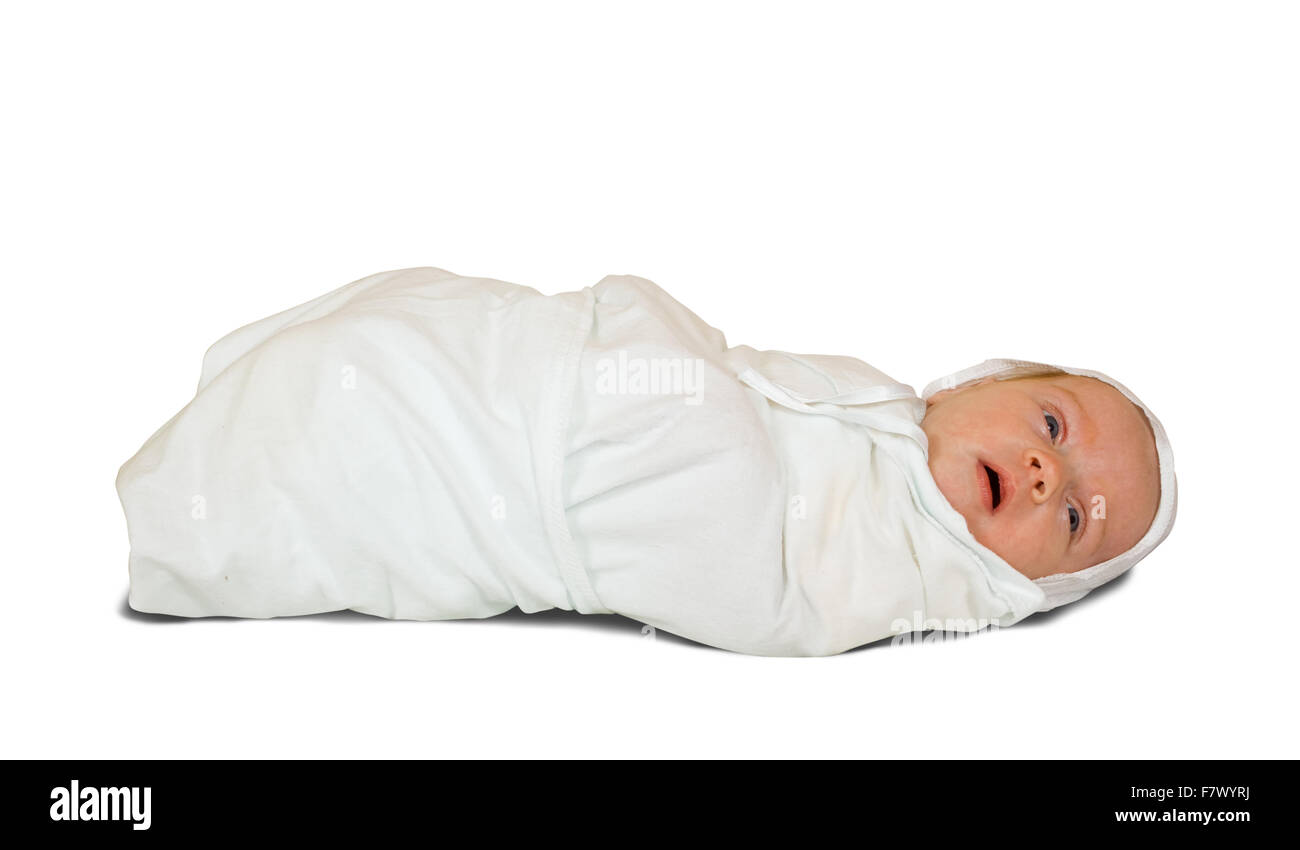 1 Monat Baby Windel auf weißem Hintergrund Stockfoto