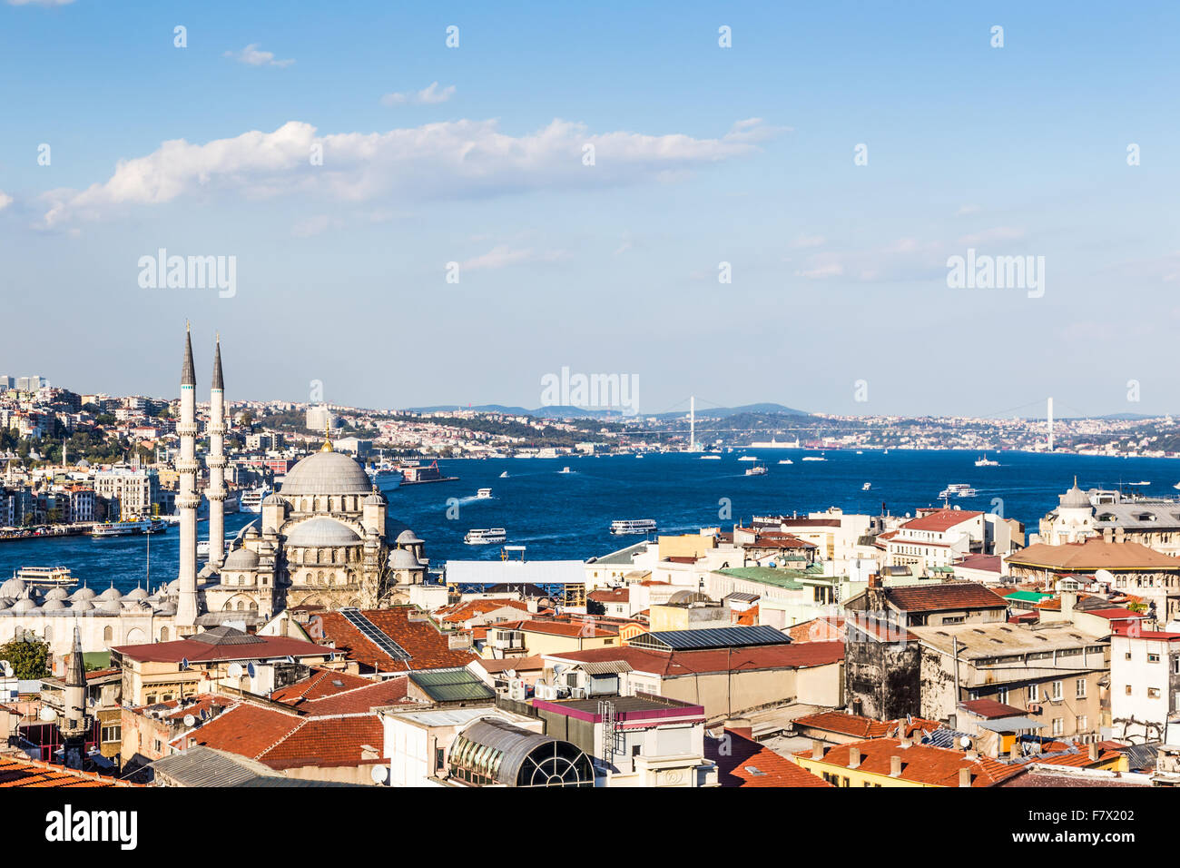 Luftaufnahme von Istanbul über den Bosporus Stockfoto