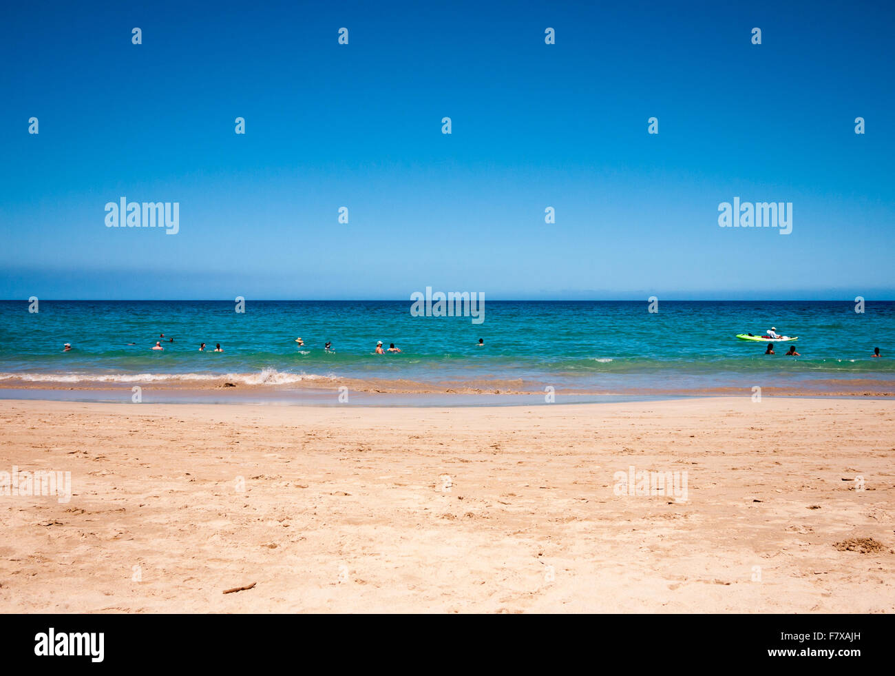 Hapuna Beach an einem Tag blauer Himmel.  Hapuna Beach State Park, Hawai ' i (Hawaii). Stockfoto