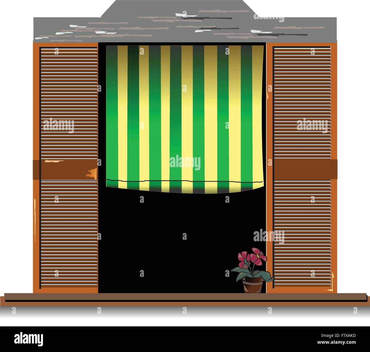 Altmodische Fenster mit Blume. Vektor-illustration Stock Vektor