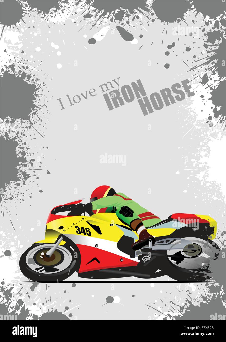 Grunge grauen Hintergrund mit Motorrad Bild. Iron Horse. Vektor Stock Vektor