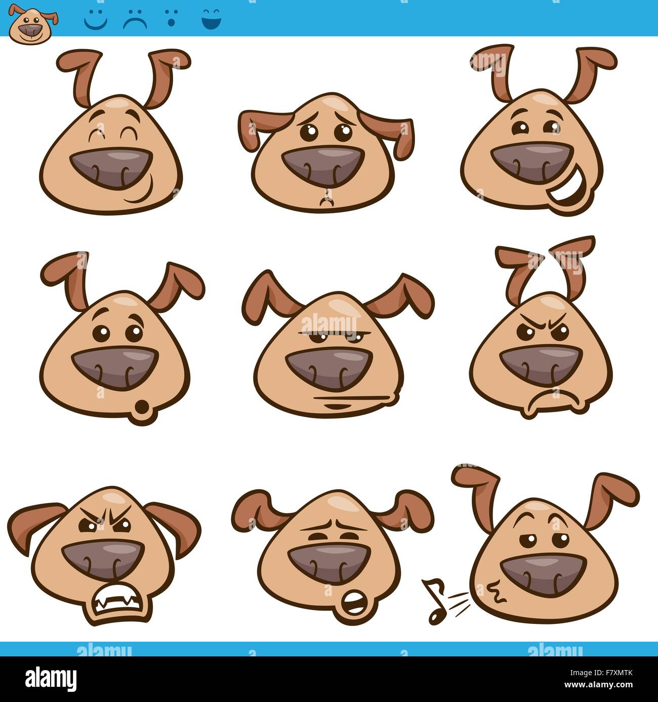 Hund-Emoticons cartoon Illustration Satz Stock Vektor